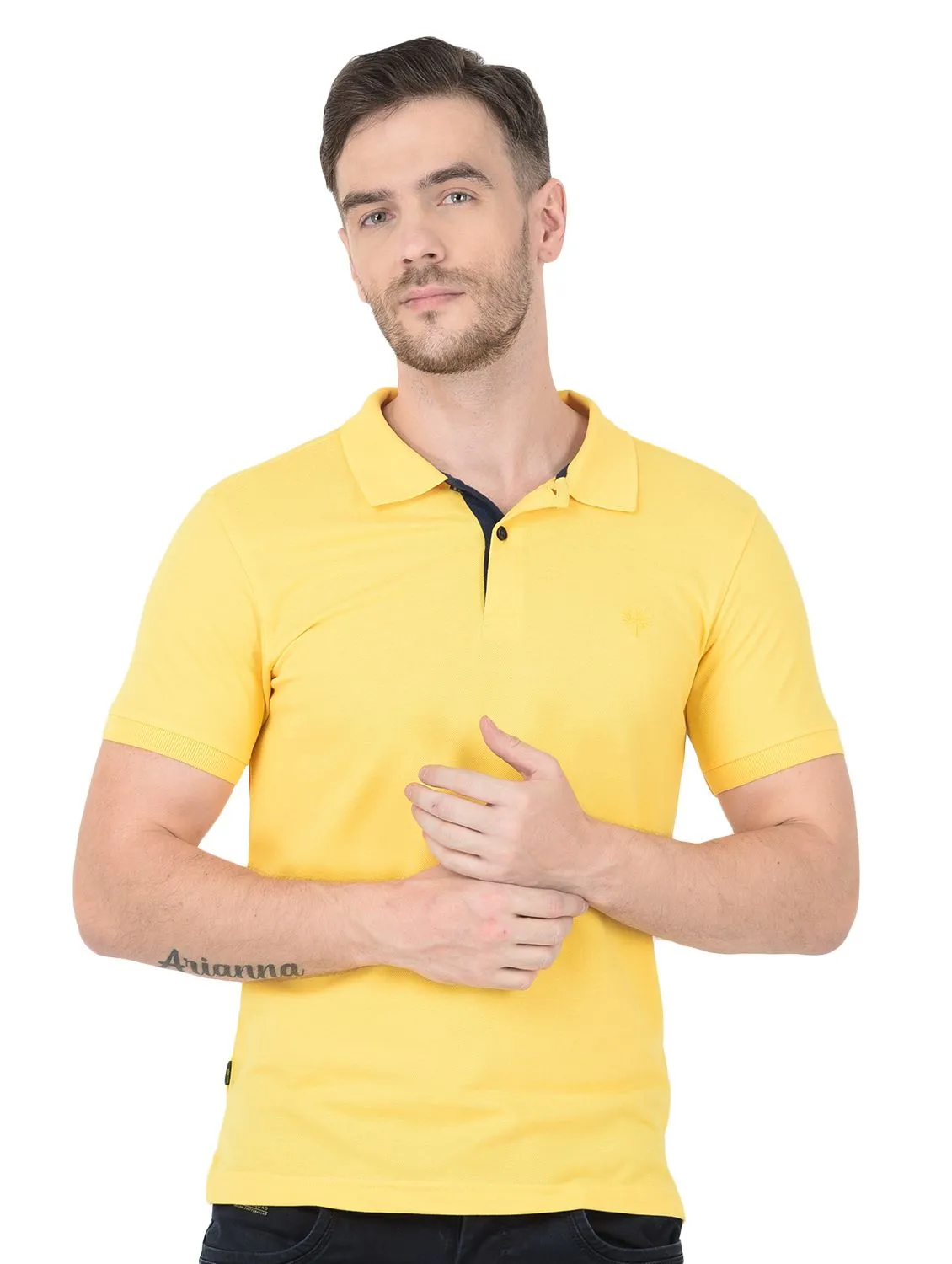 Yellow Polo t-shirt for men - Thumbnail 2
