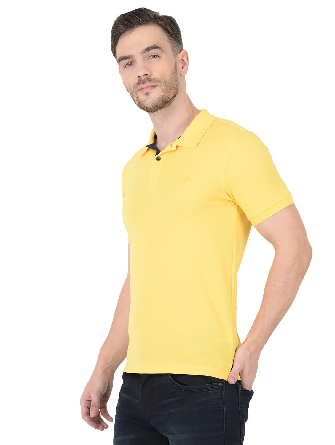 Yellow Polo t-shirt for men - Thumbnail 3