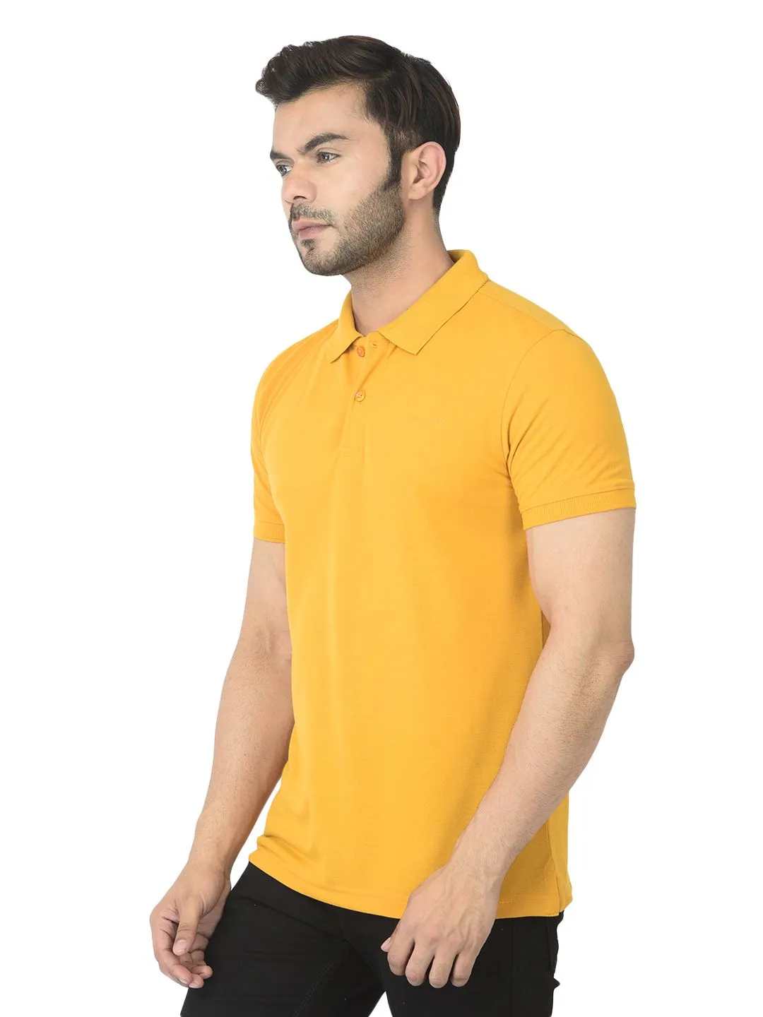 Mustard Polo T-shirt for men - Thumbnail 3