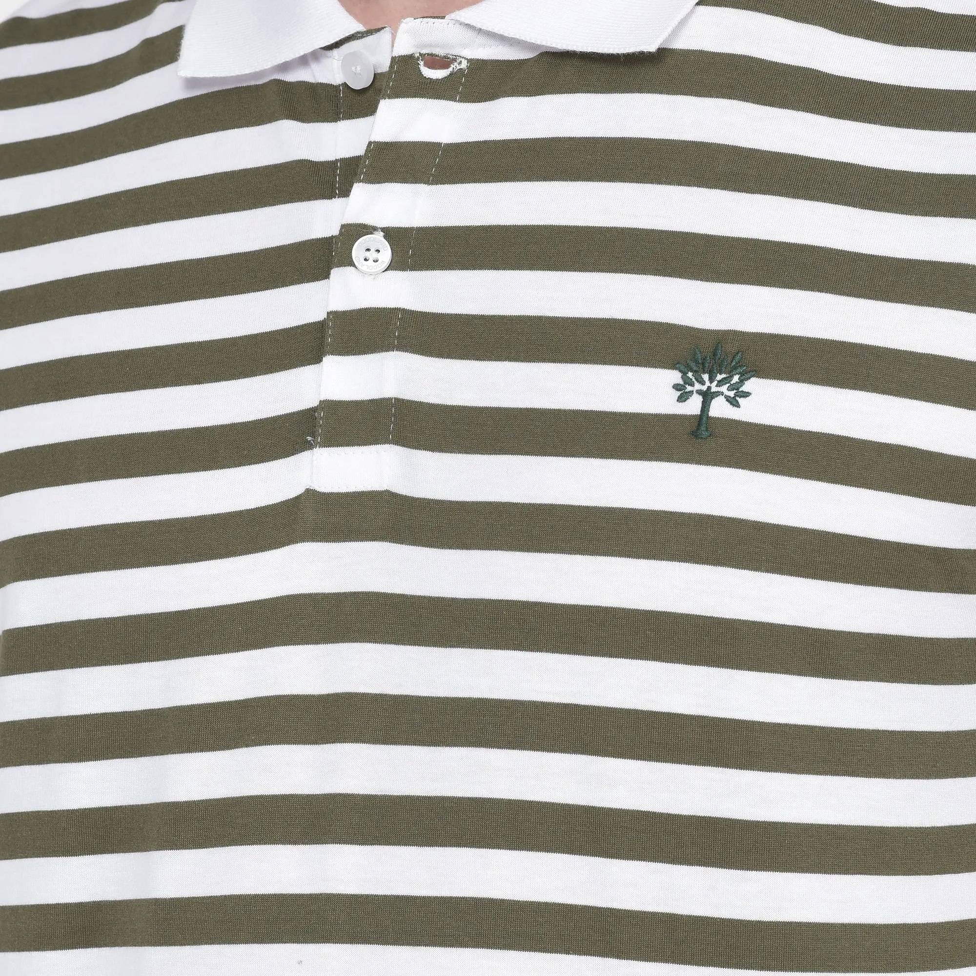 White/Olive Polo T-shirt for Men - Thumbnail 6