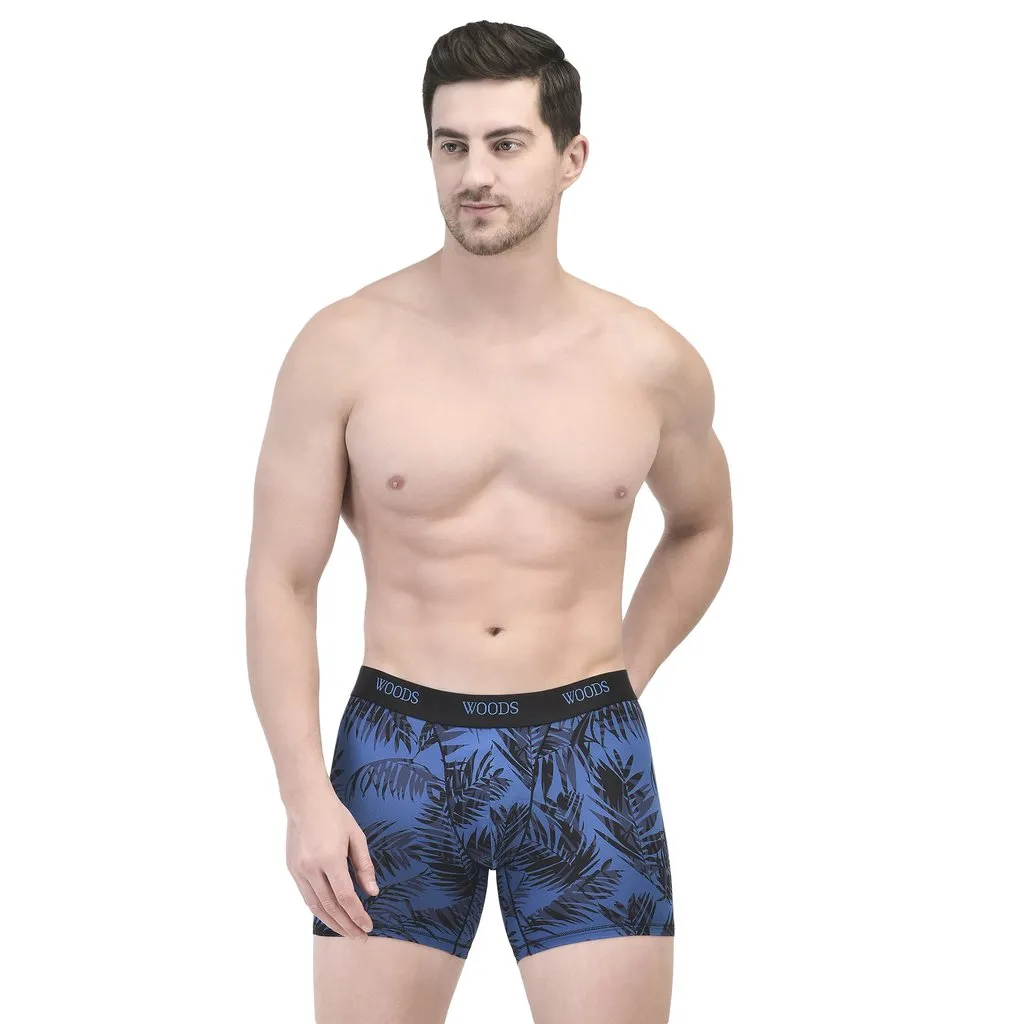 Woods Black/Blue Microfibre Trunk for Men - Thumbnail 1