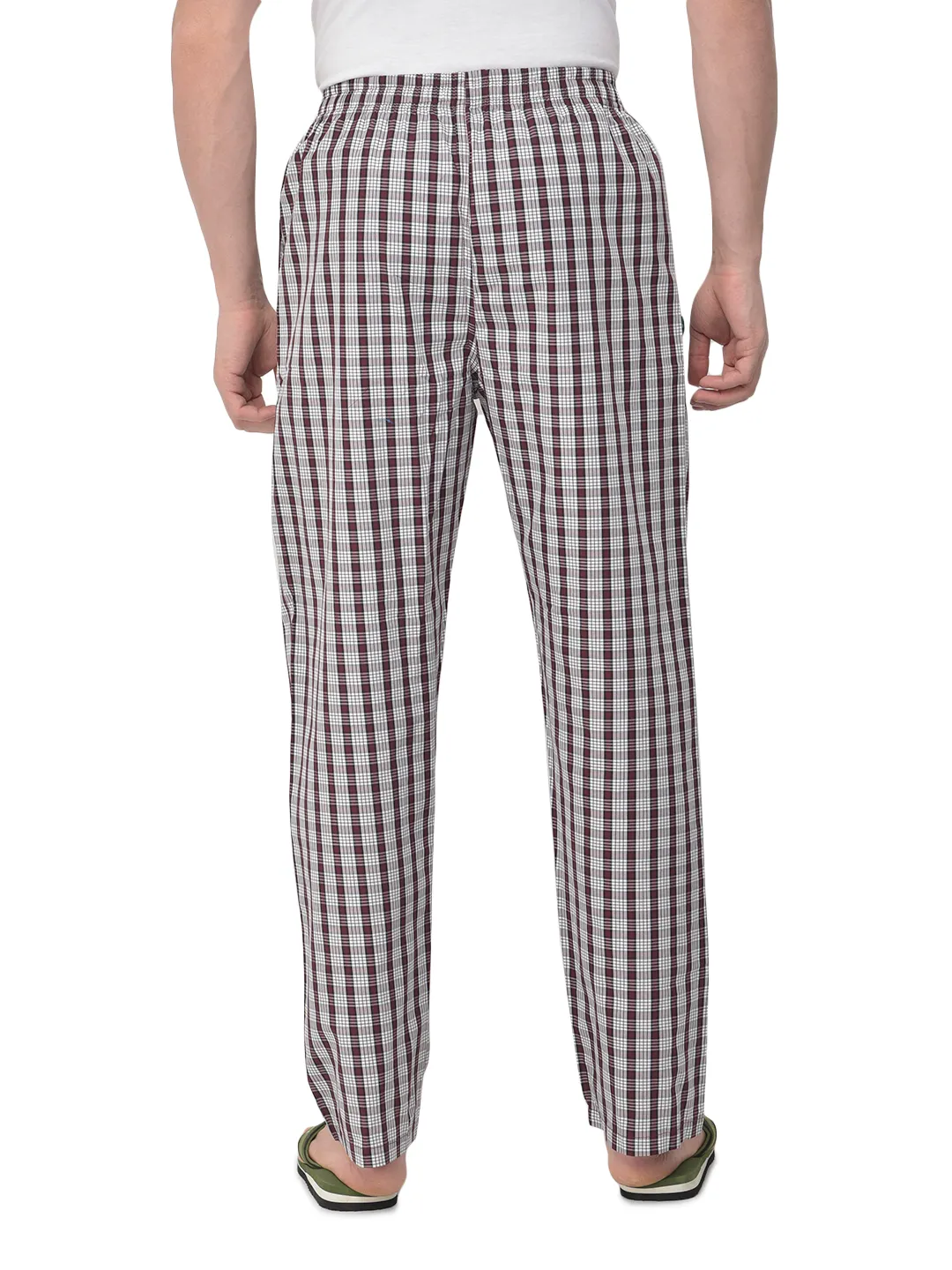 Woodland Men Maroon/White Cotton Pyjamas - Thumbnail 5