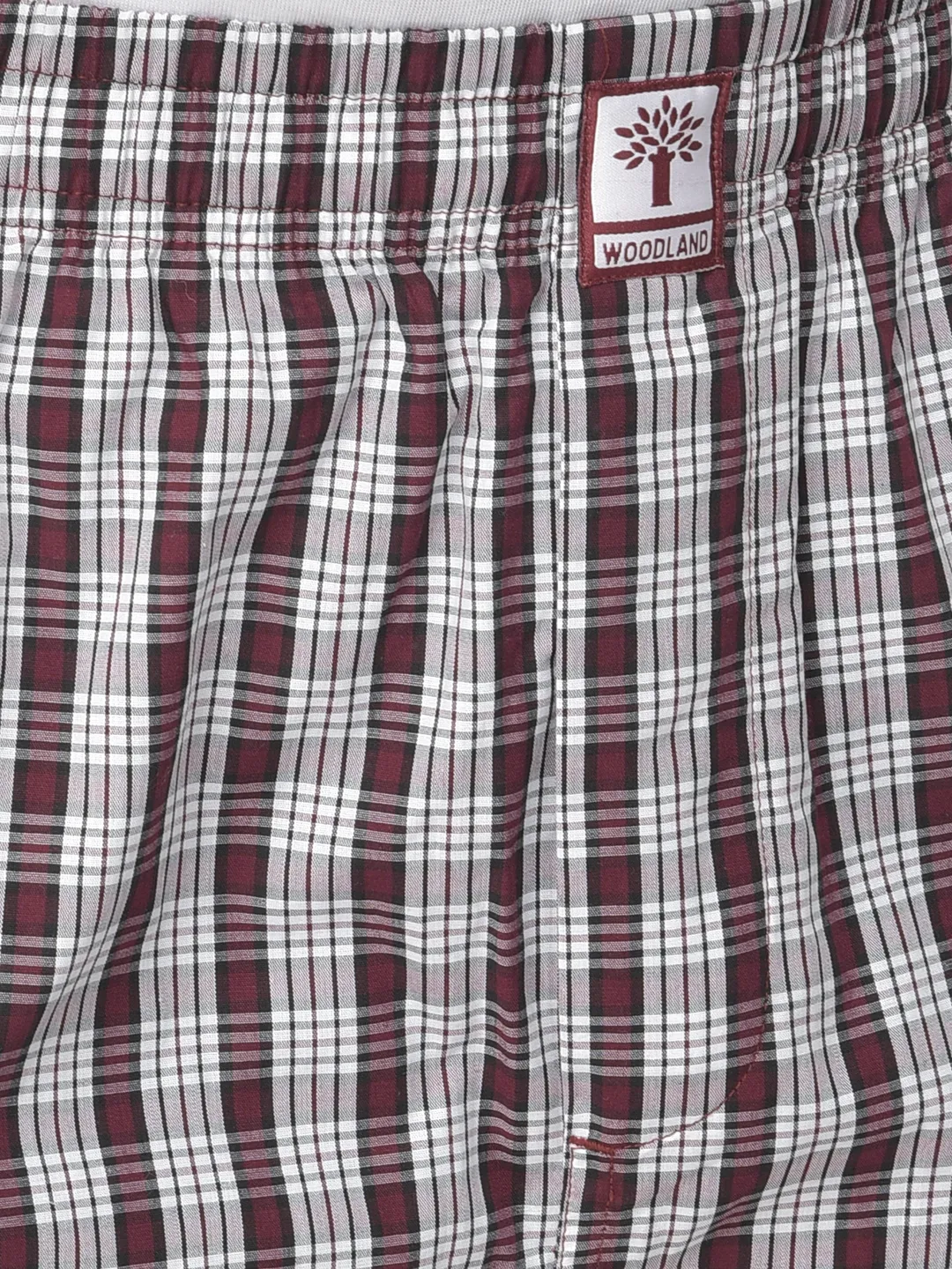 Woodland Men Maroon/White Cotton Pyjamas - Thumbnail 6