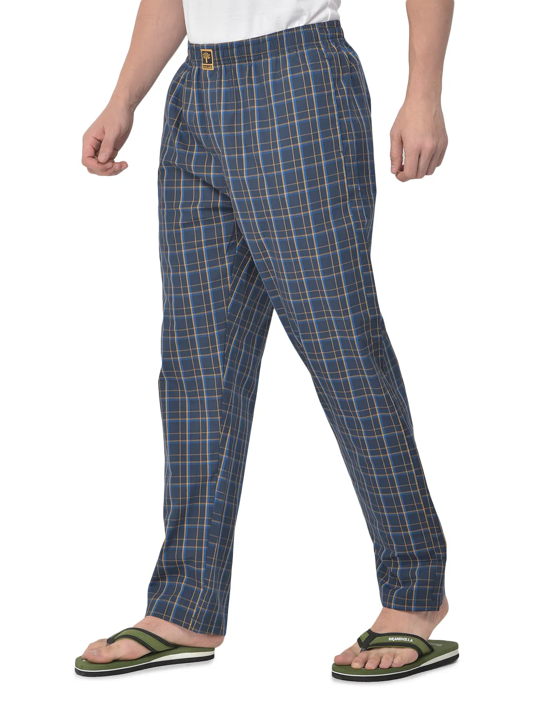 Woodland Men Navy/Mustard Cotton Pyjamas - Thumbnail 3