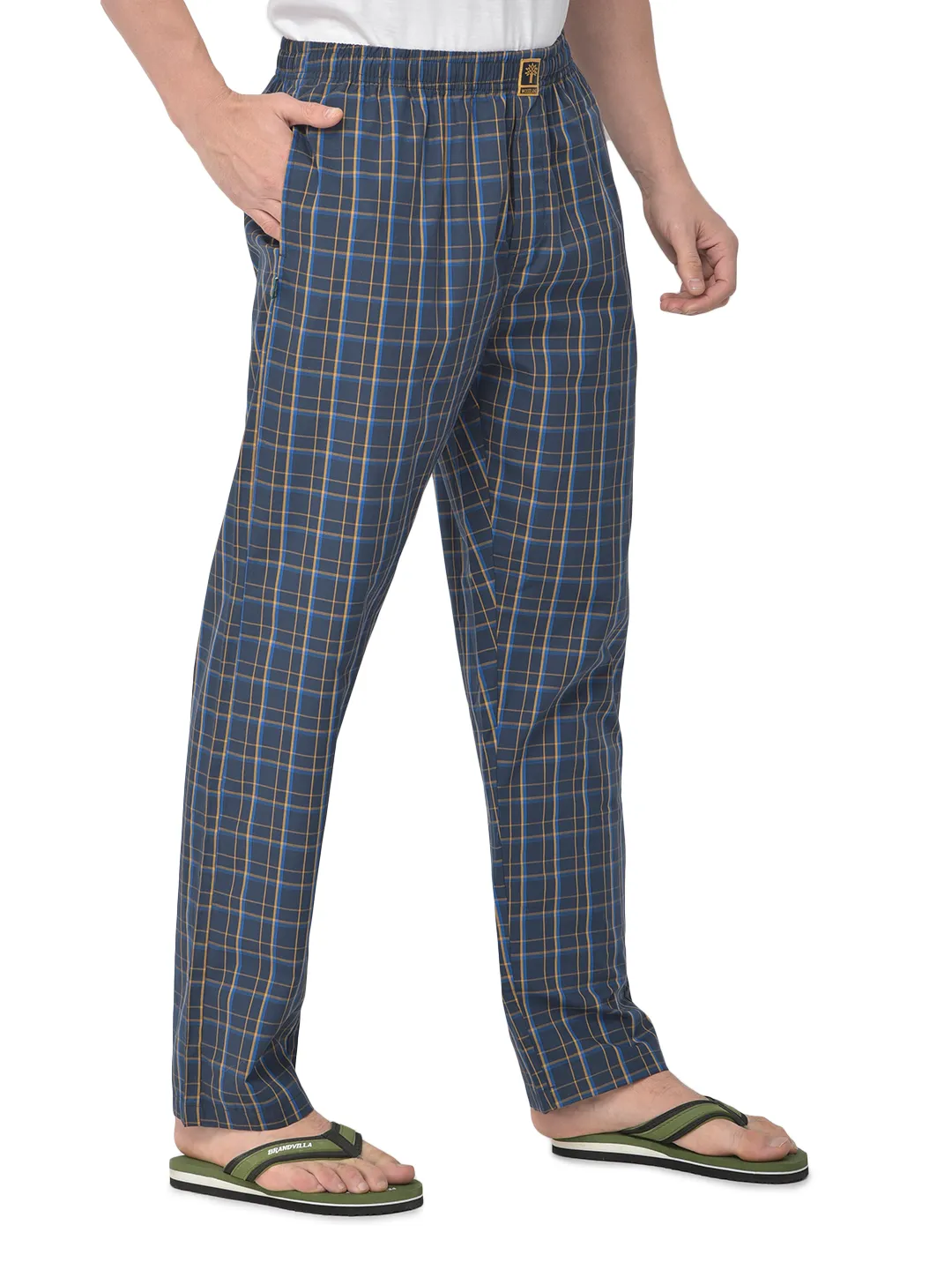 Woodland Men Navy/Mustard Cotton Pyjamas - Thumbnail 4
