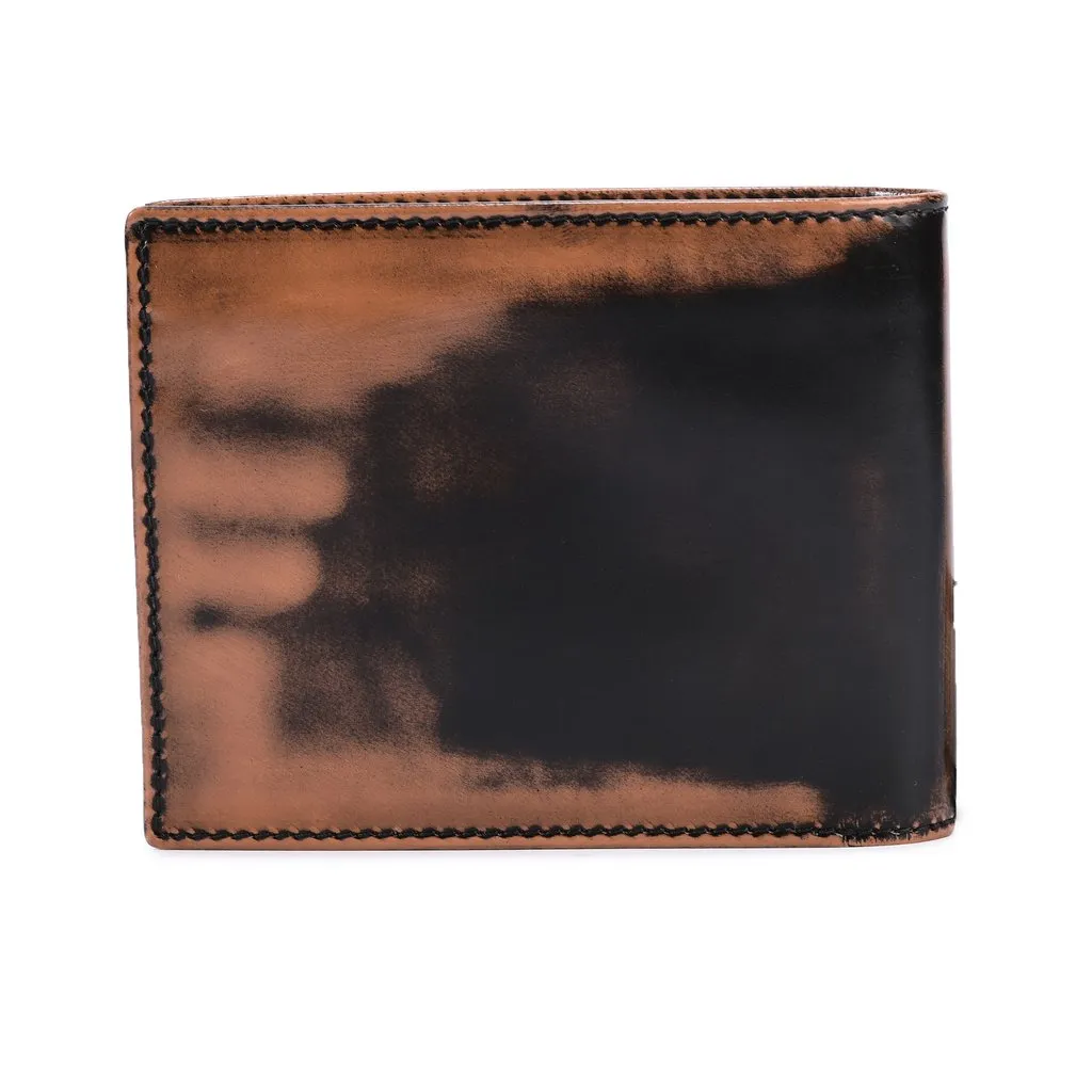 TAN/BLACK Leather Wallet for Men - Thumbnail 2