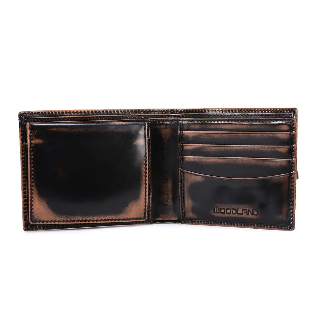 TAN/BLACK Leather Wallet for Men - Thumbnail 3