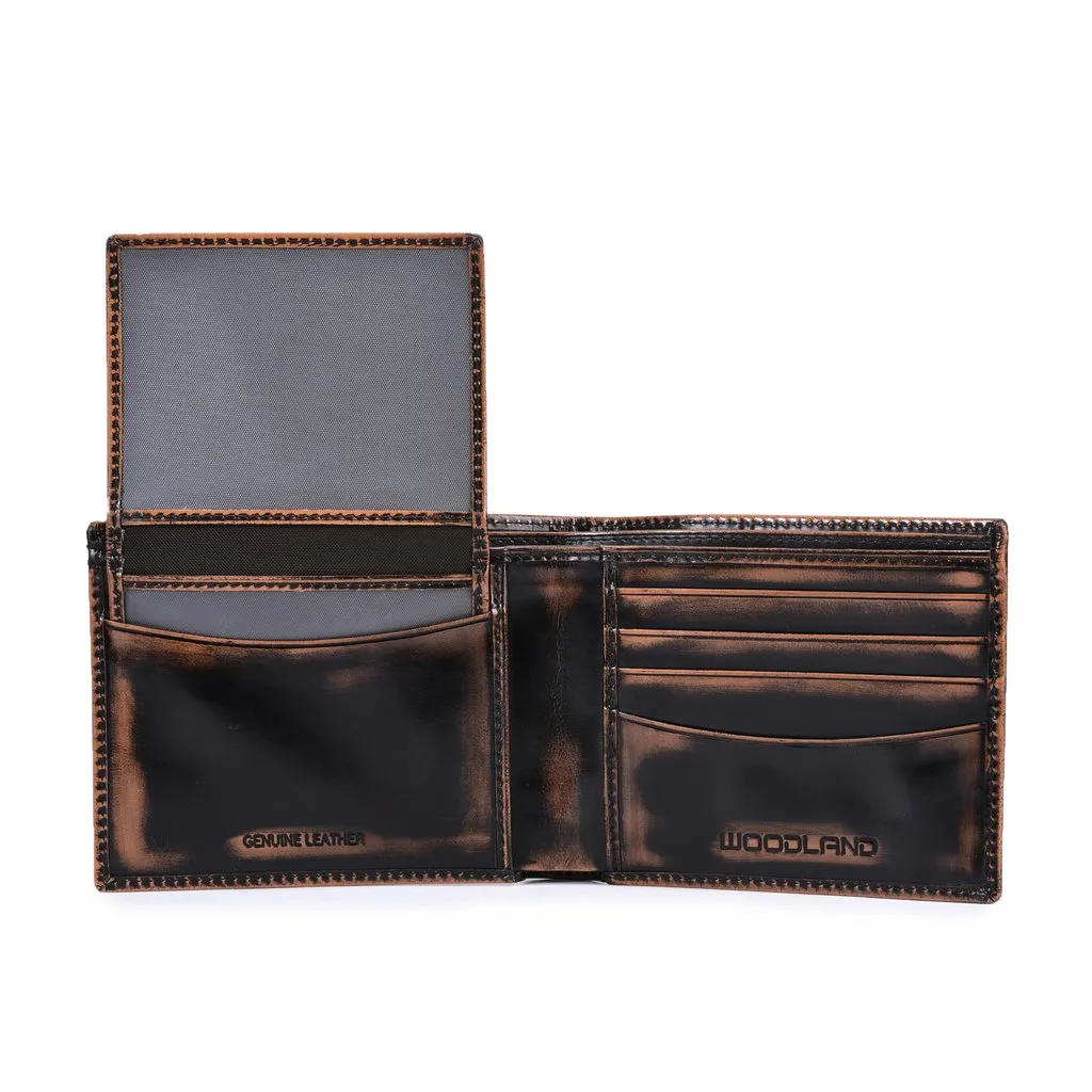 TAN/BLACK Leather Wallet for Men - Thumbnail 4