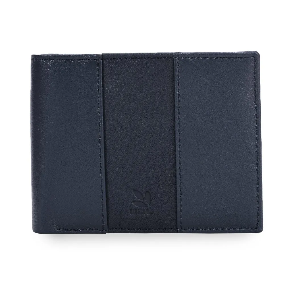 Navy Leather Wallet For Men - Thumbnail 1