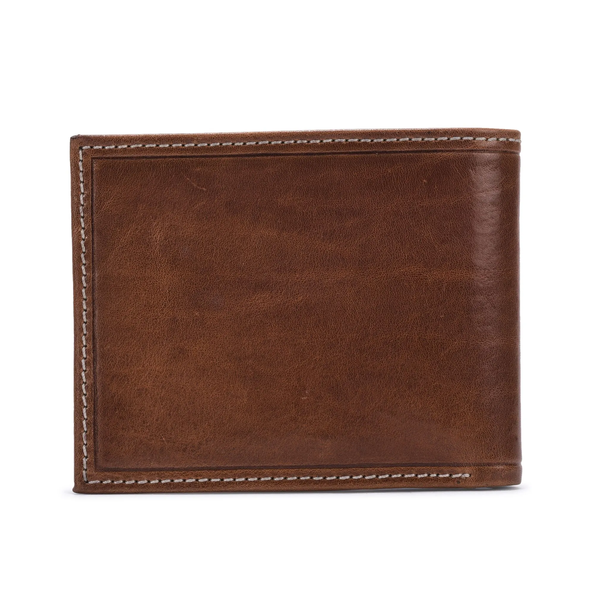 Tan bifold leather wallet for men - Thumbnail 2