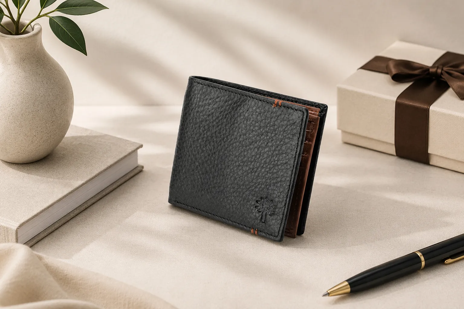 Woodland Black/Tan Premium Softy Leather Wallet - Thumbnail 2