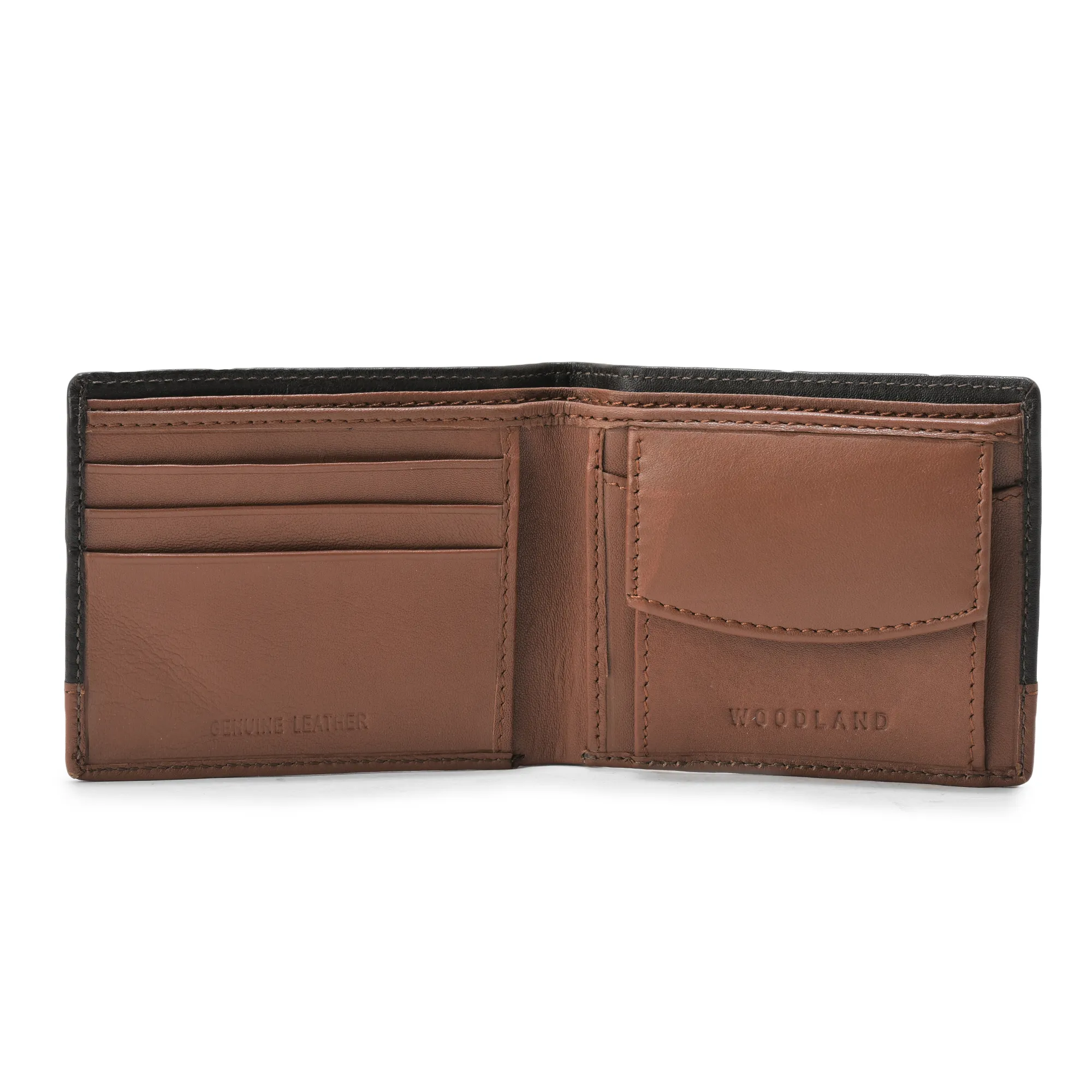 Woodland Men Brown/Tan Signature Softy NDM Leather Wallet - Thumbnail 4