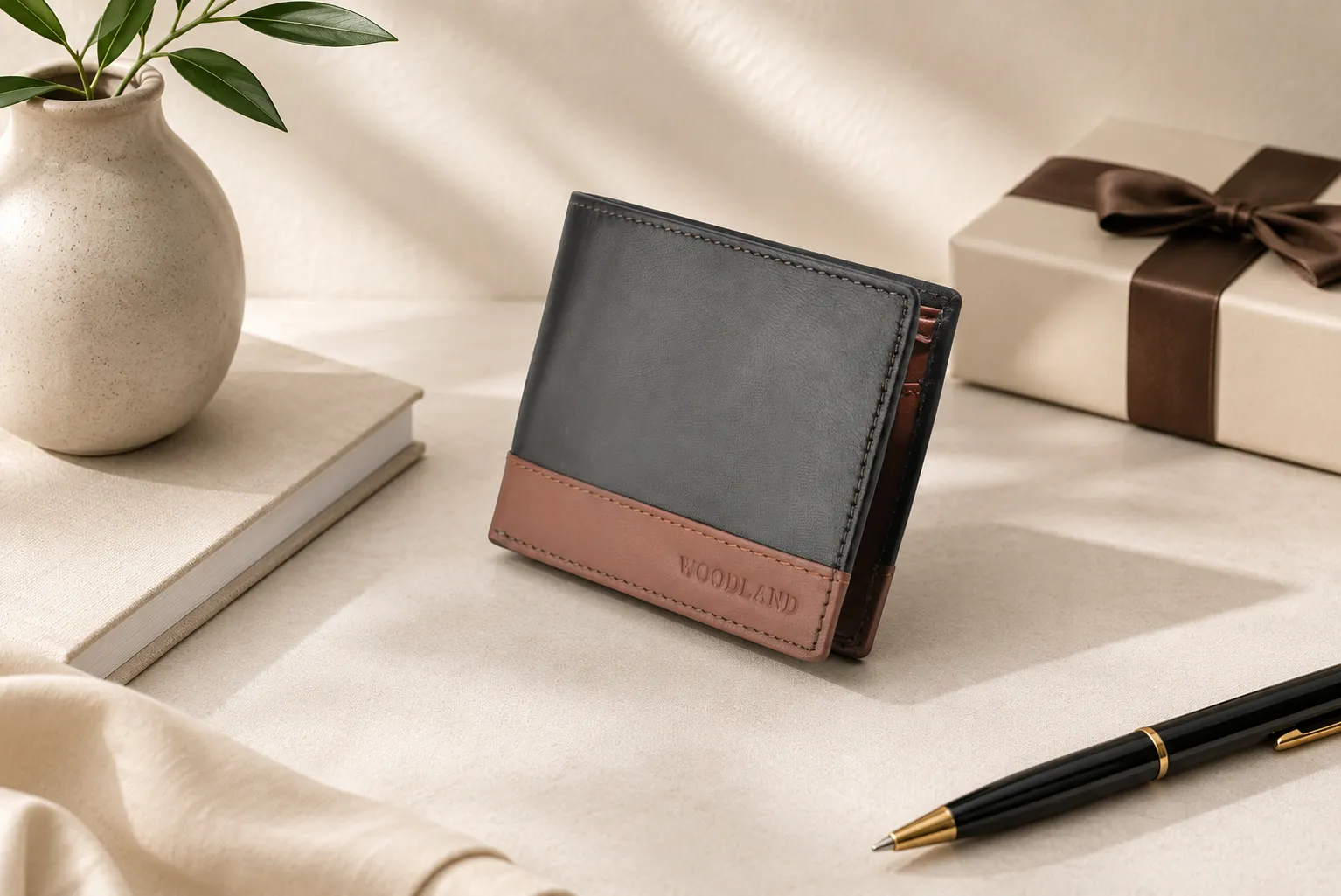 Woodland Men Brown/Tan Signature Softy NDM Leather Wallet - Thumbnail 5