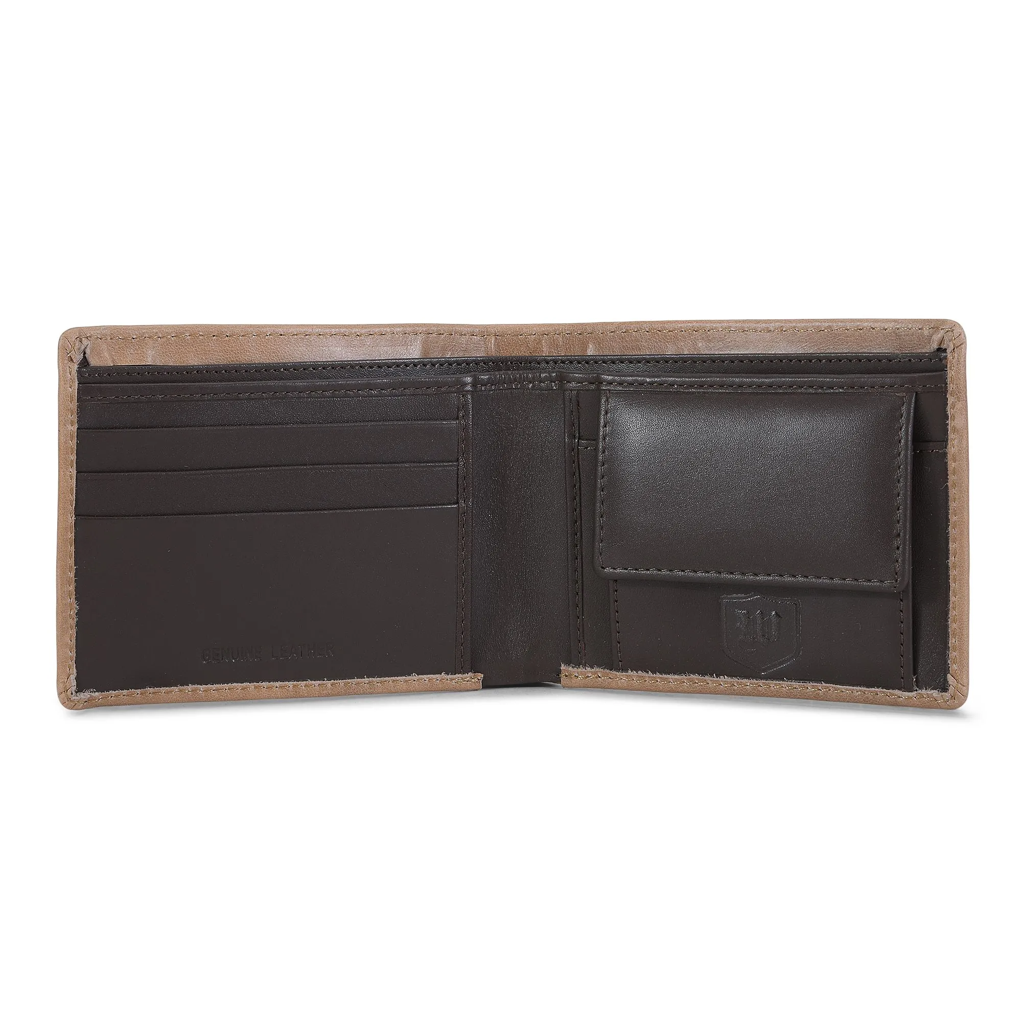 BEIGE/BROWN leather wallet - Thumbnail 3