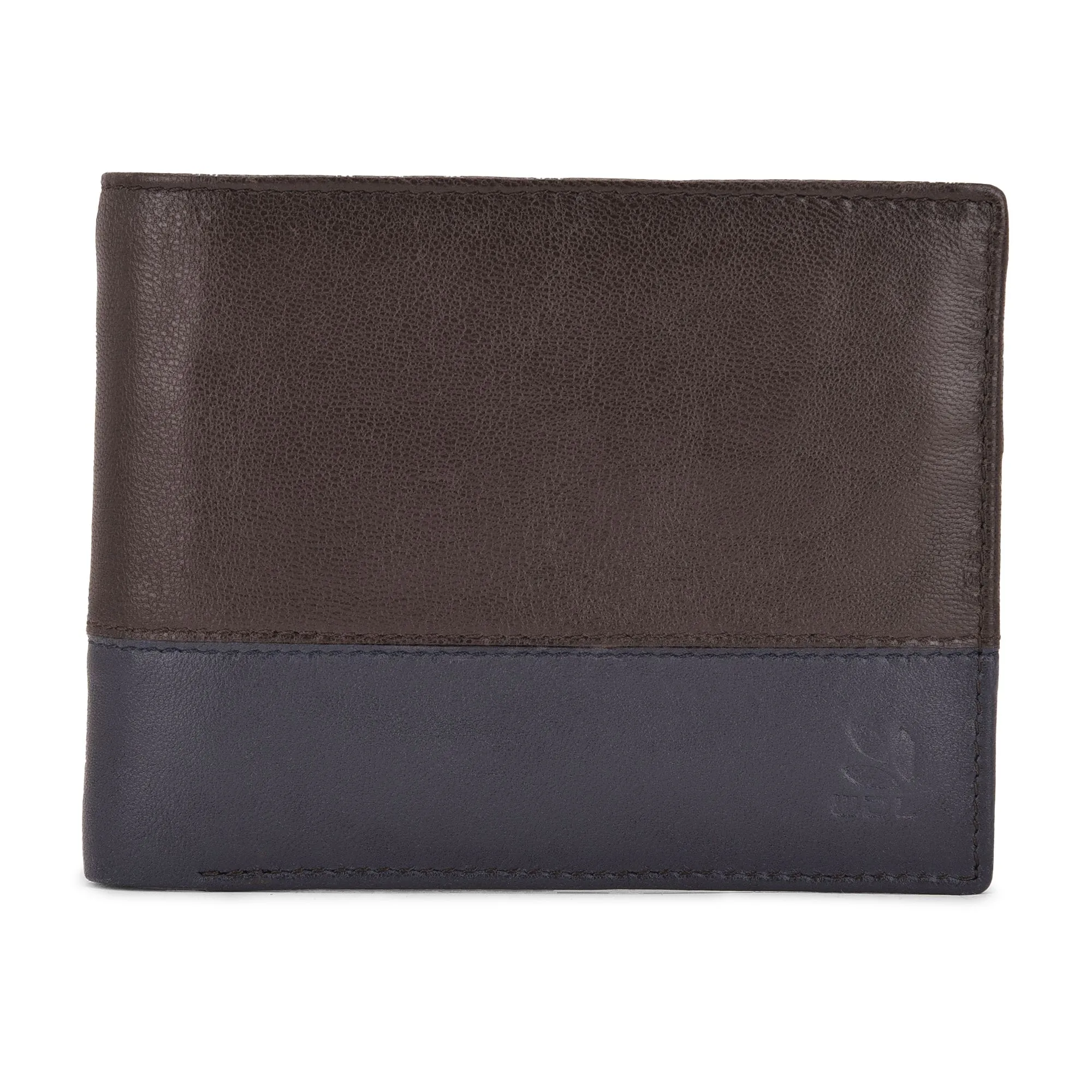 Brown/ navy bi-fold wallet - Thumbnail 1