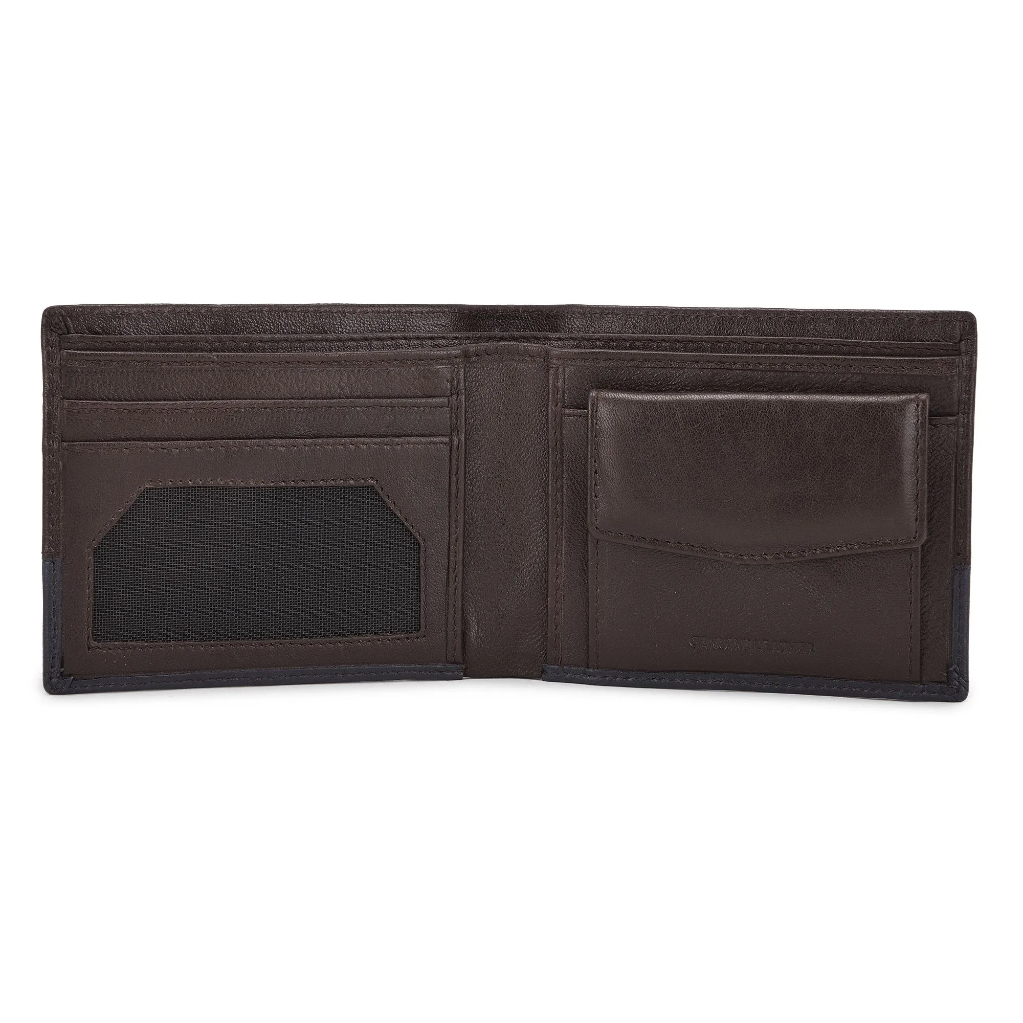 Brown/ navy bi-fold wallet - Thumbnail 3