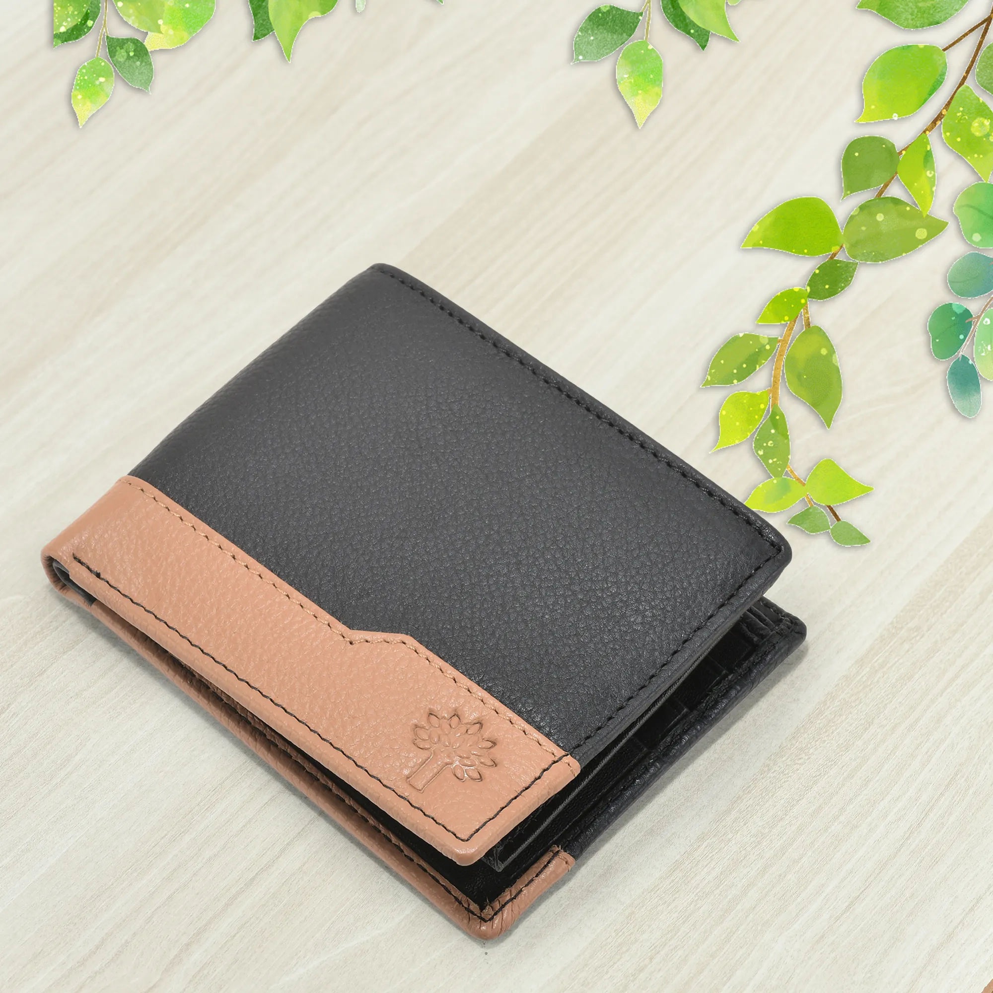 Black/Beige Wallet For Men - Image 1