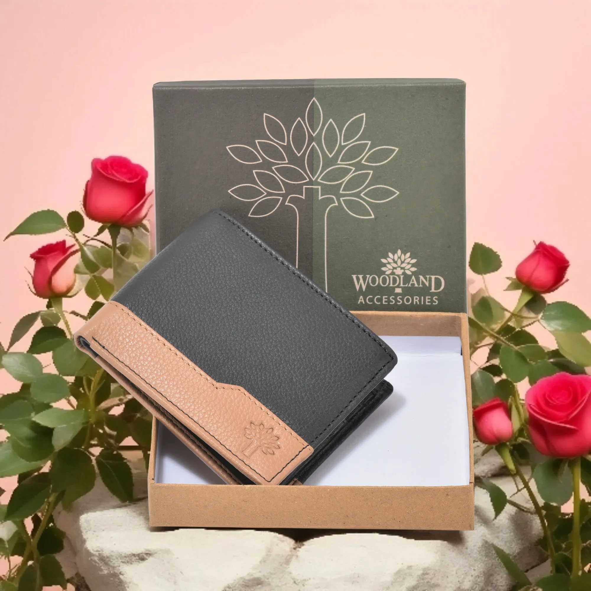 Black/Beige Wallet For Men - Thumbnail 2