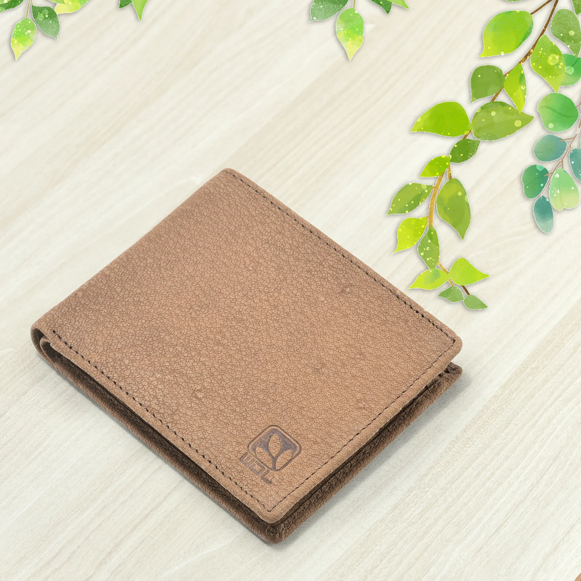 Nubuk Leather Men Camel Wallet - Thumbnail 4