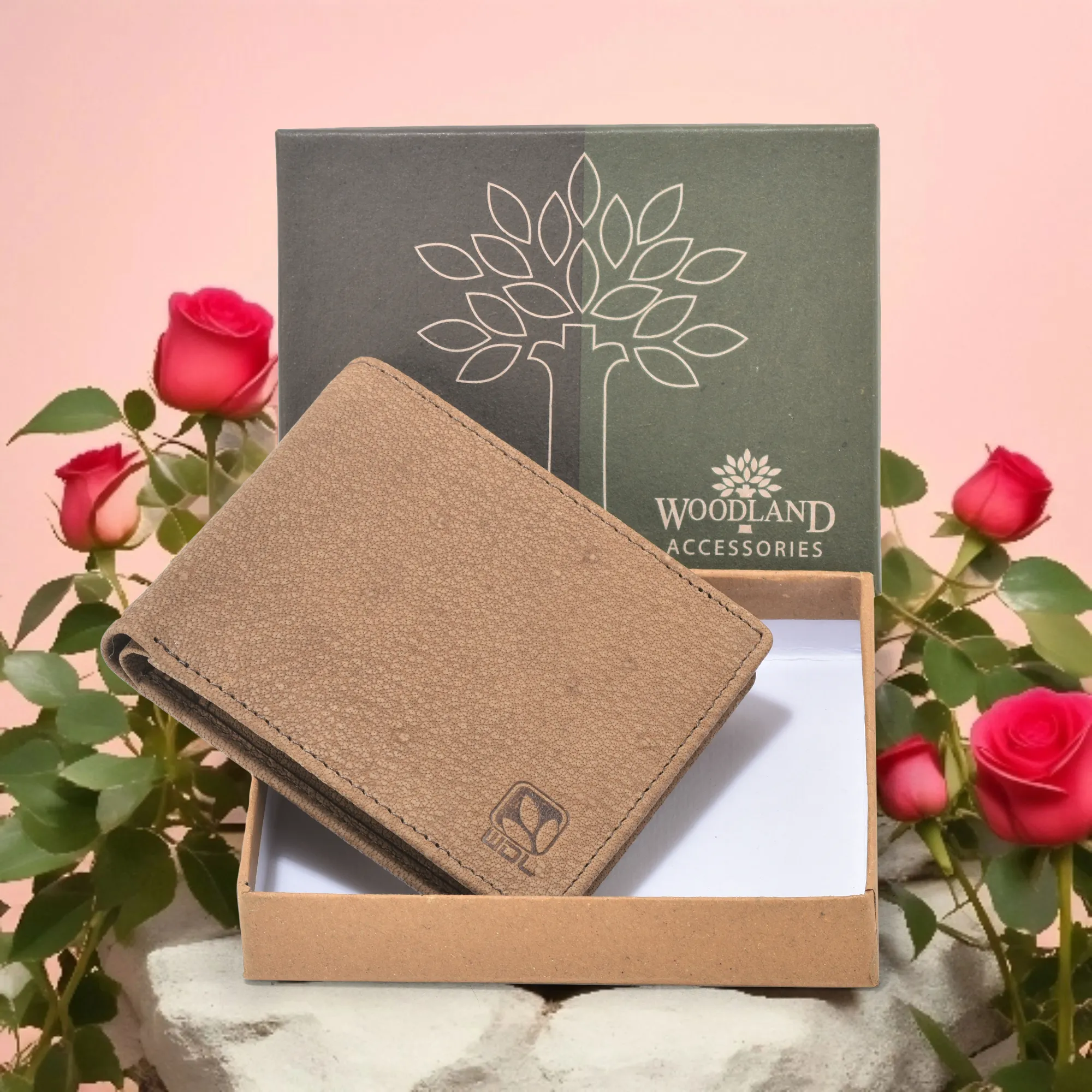 Nubuk Leather Men Camel Wallet - Thumbnail 5