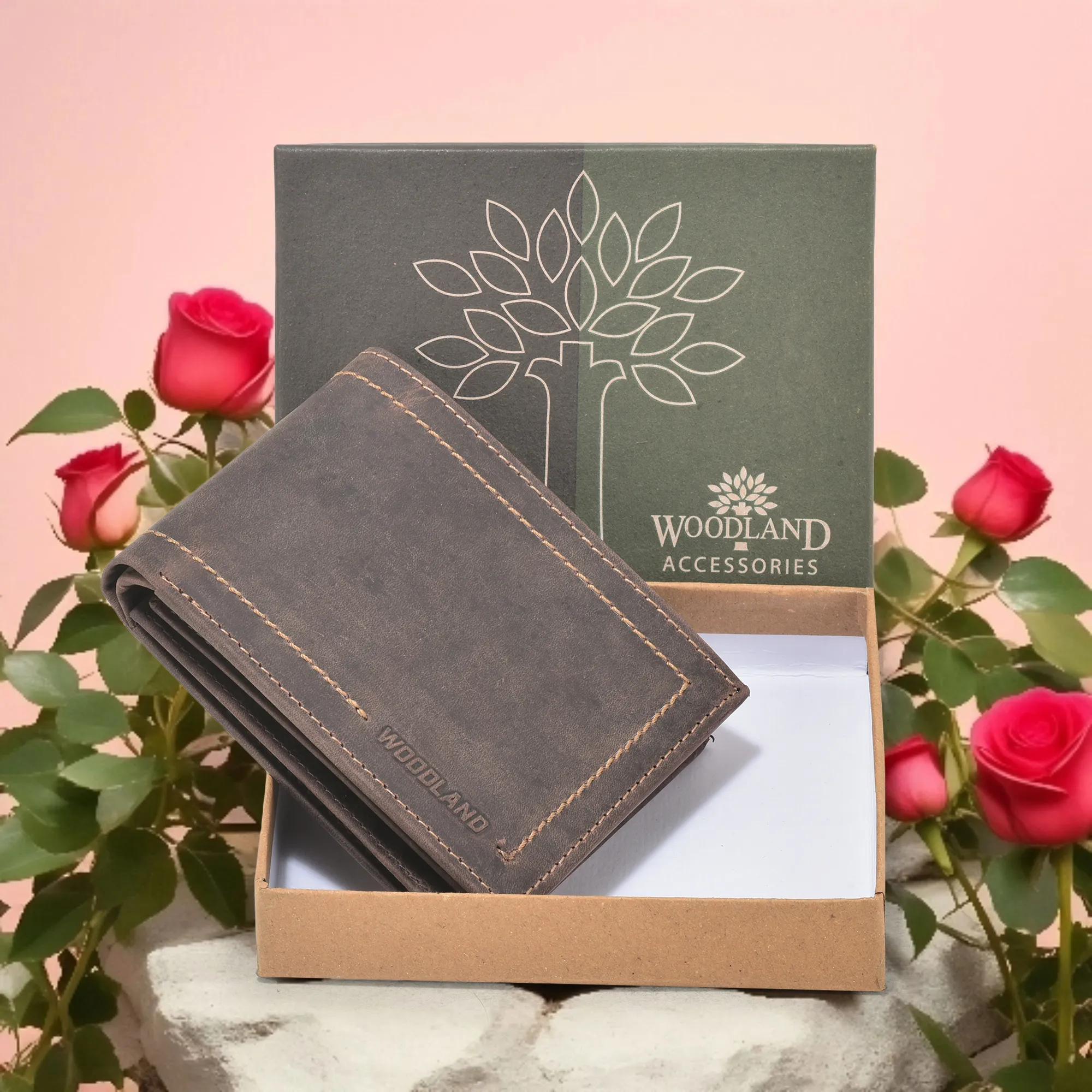 Woodland Men Dark Brown Spacious Wallet - Thumbnail 6