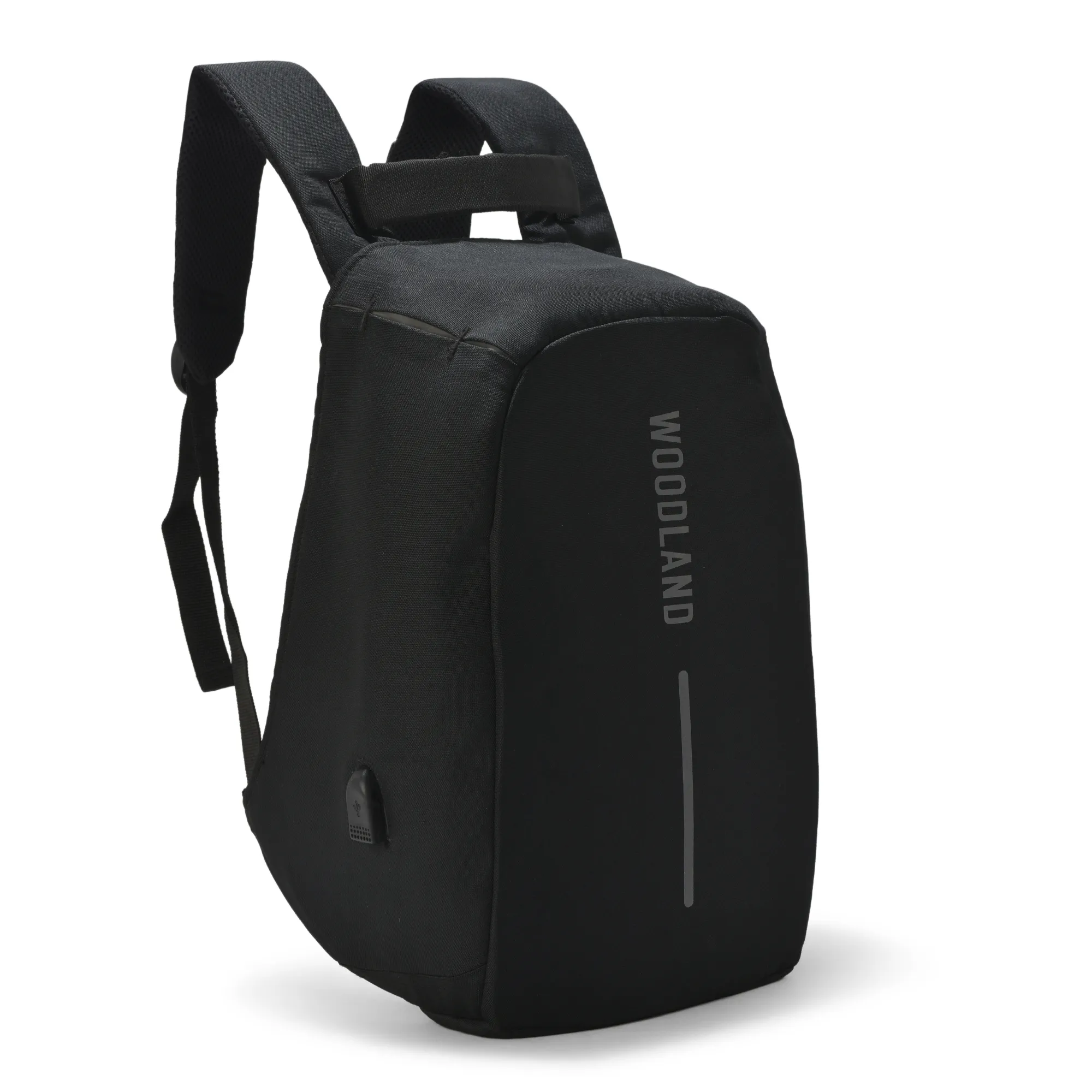 Black Unisex Utility Backpack With Usb Connector - Thumbnail 2