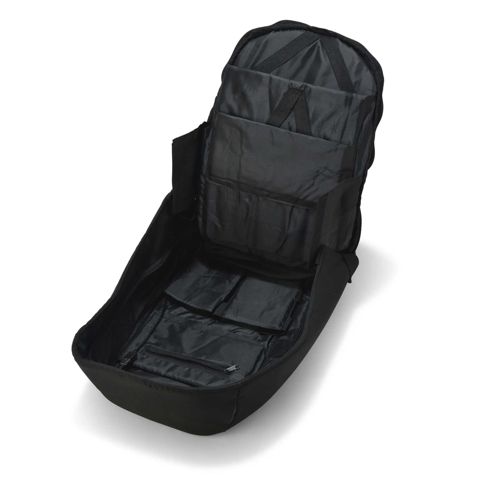 Black Unisex Utility Backpack With Usb Connector - Thumbnail 8