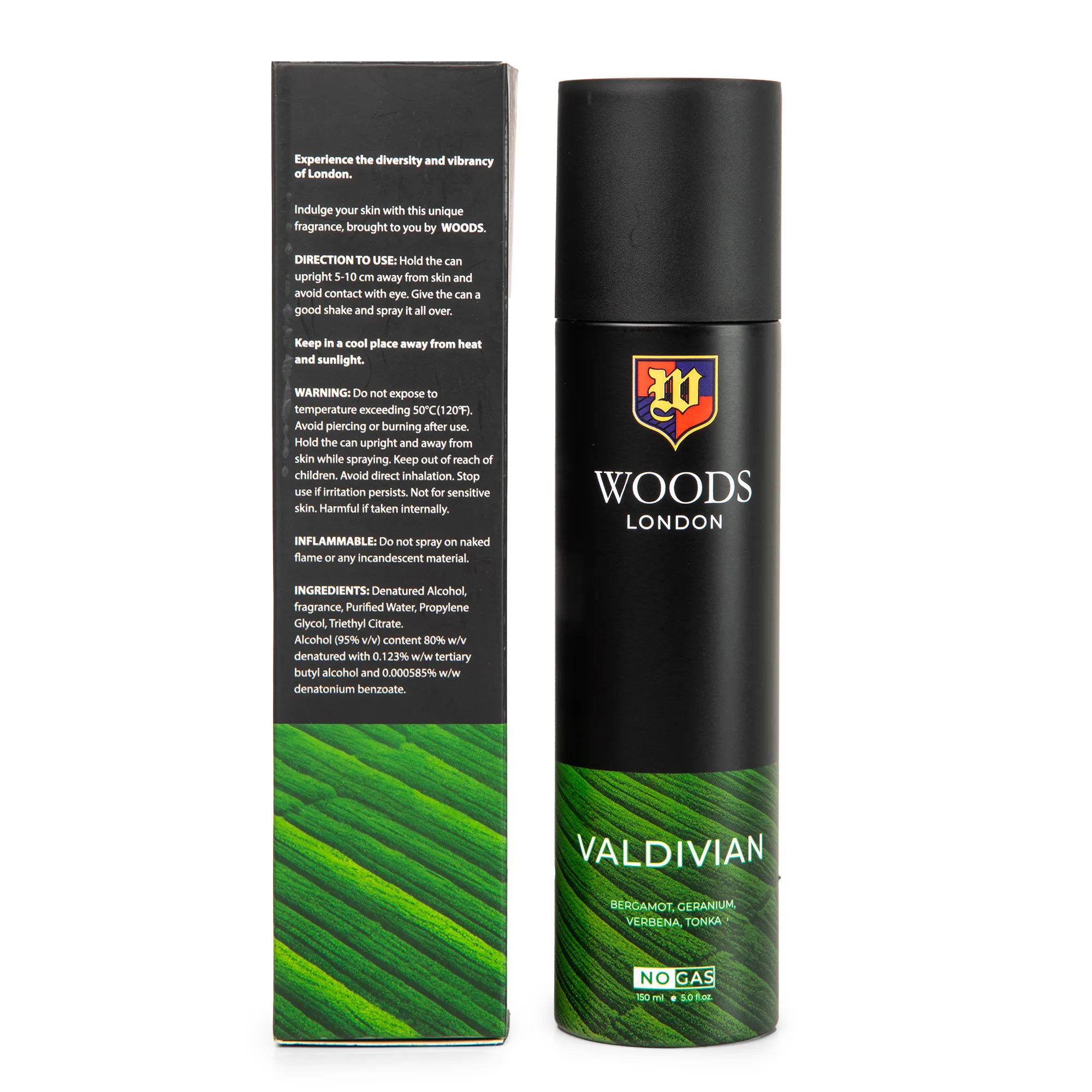 Woods London Valdivian Non-Gas Deodorant Spray for Unisex - Thumbnail 3