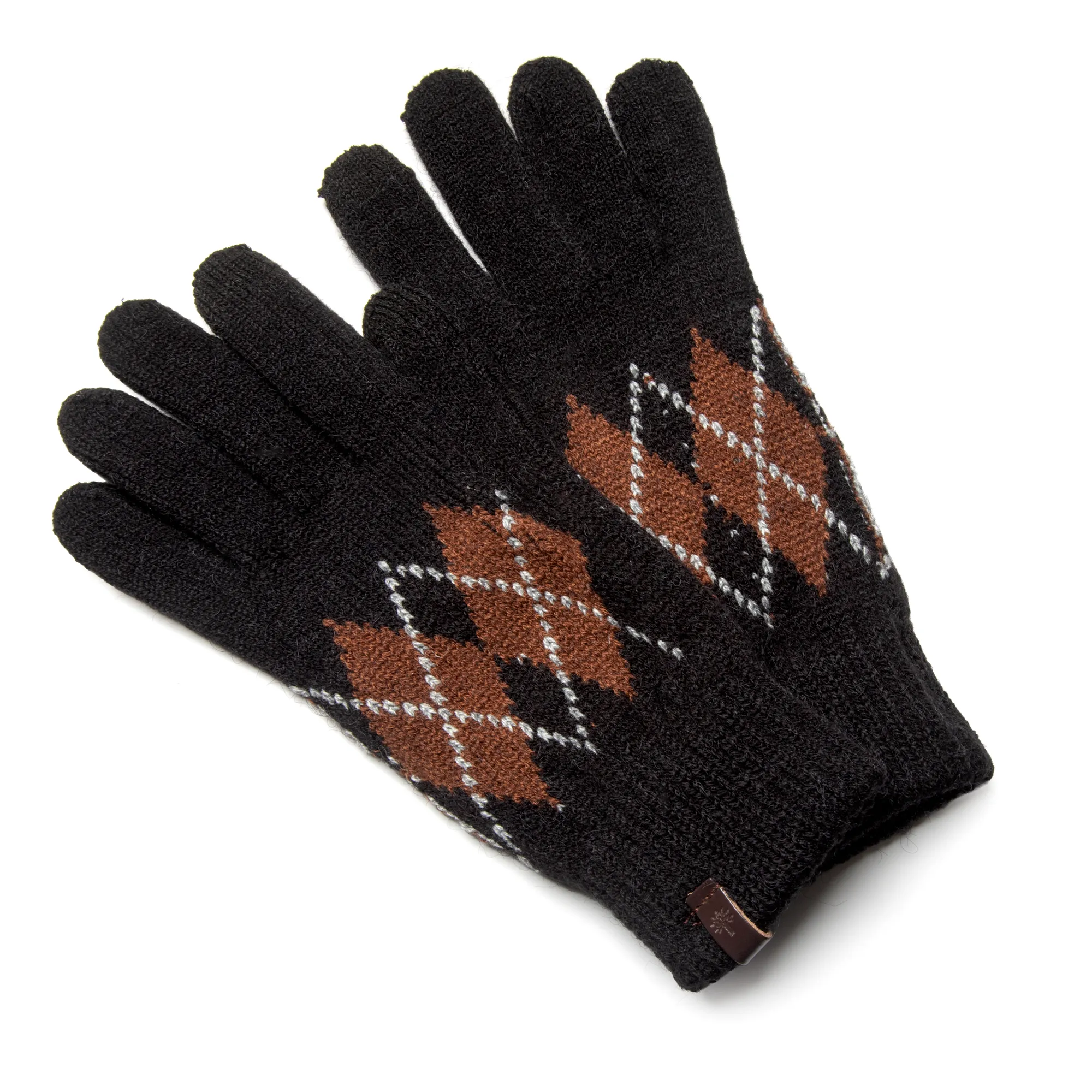 Woodland Unisex Black/Brown Patterned Gloves - Thumbnail 2