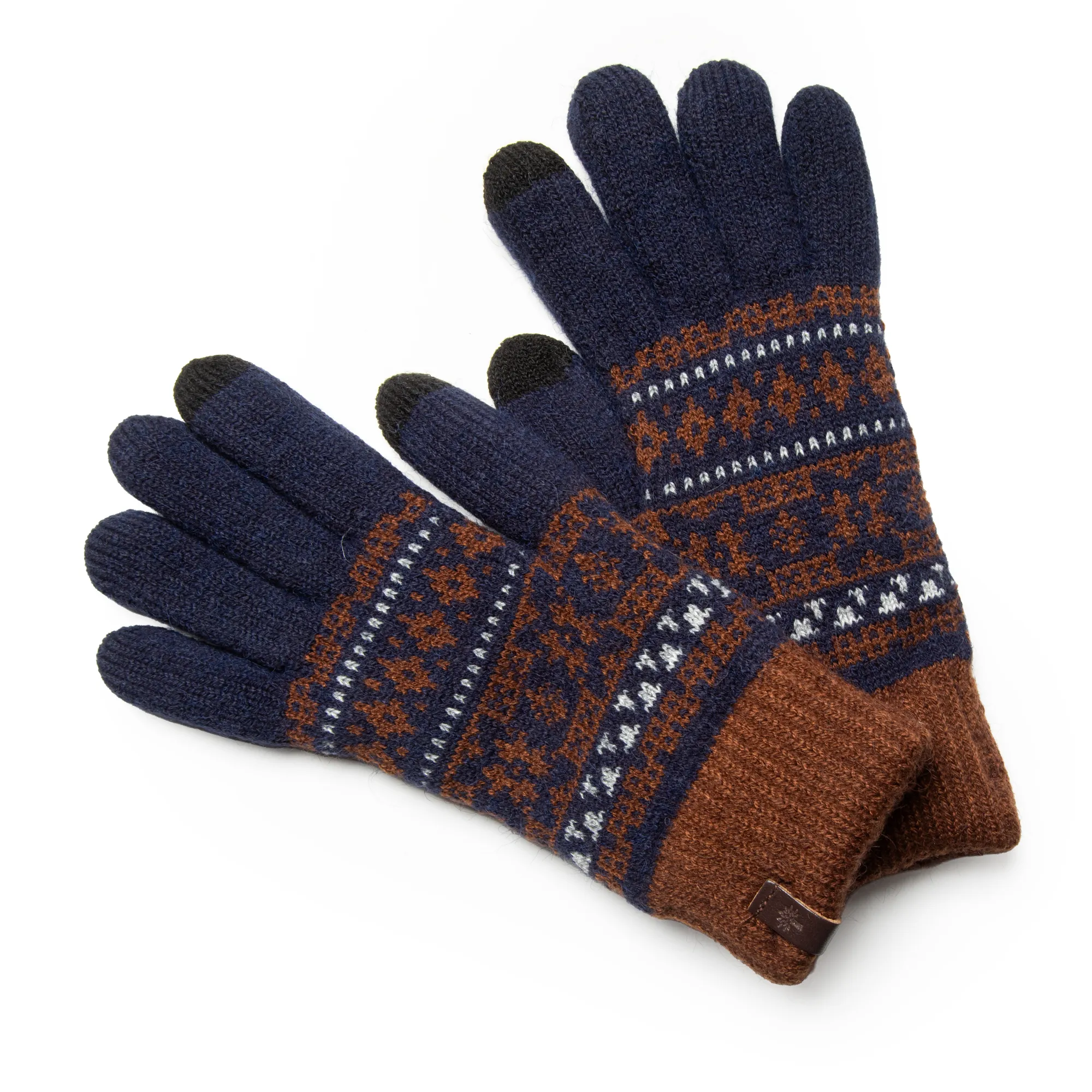 Woodland Navy/Brown Winter Knit Gloves - Thumbnail 2