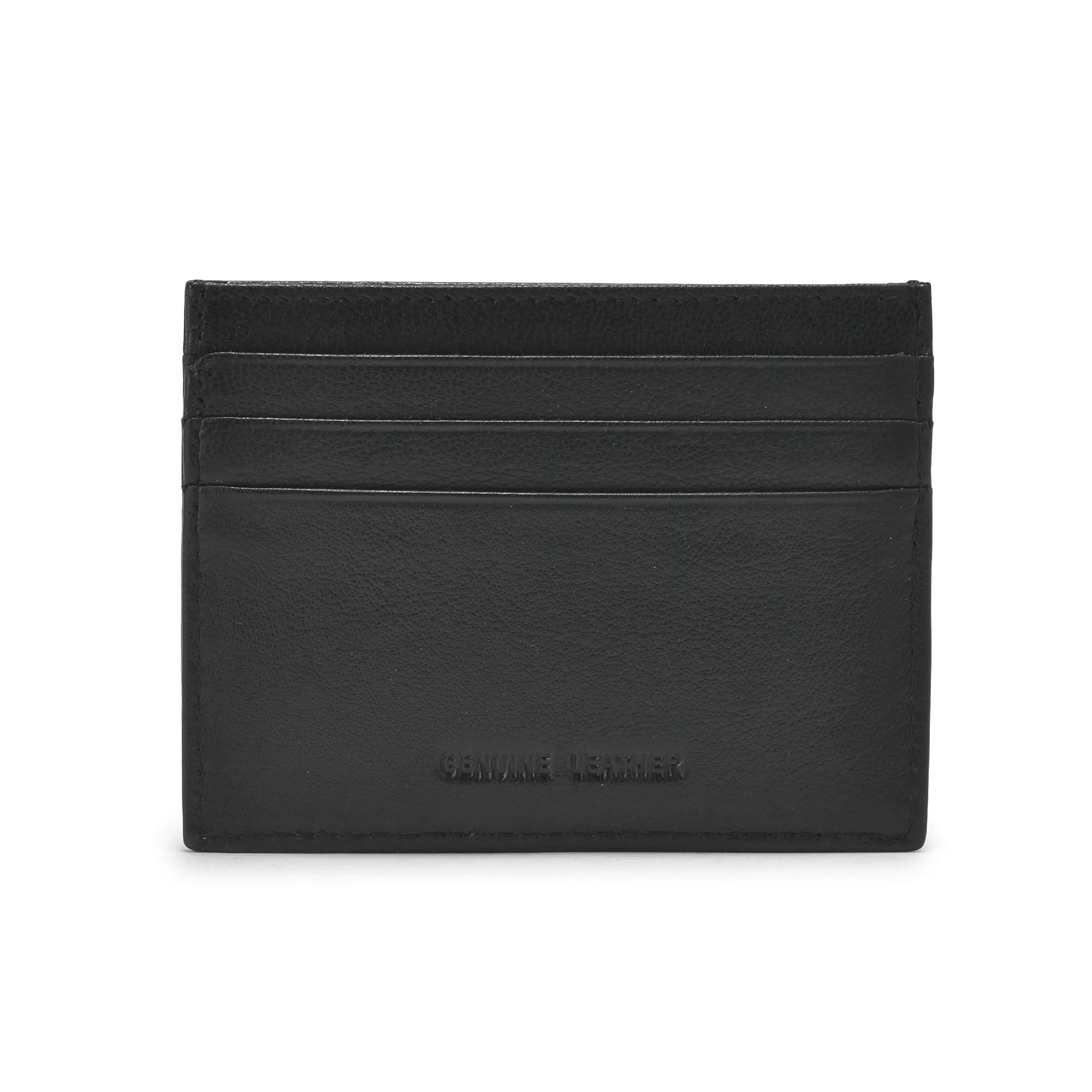 Classic Black Embossed Unisex Leather Wallet - Thumbnail 2