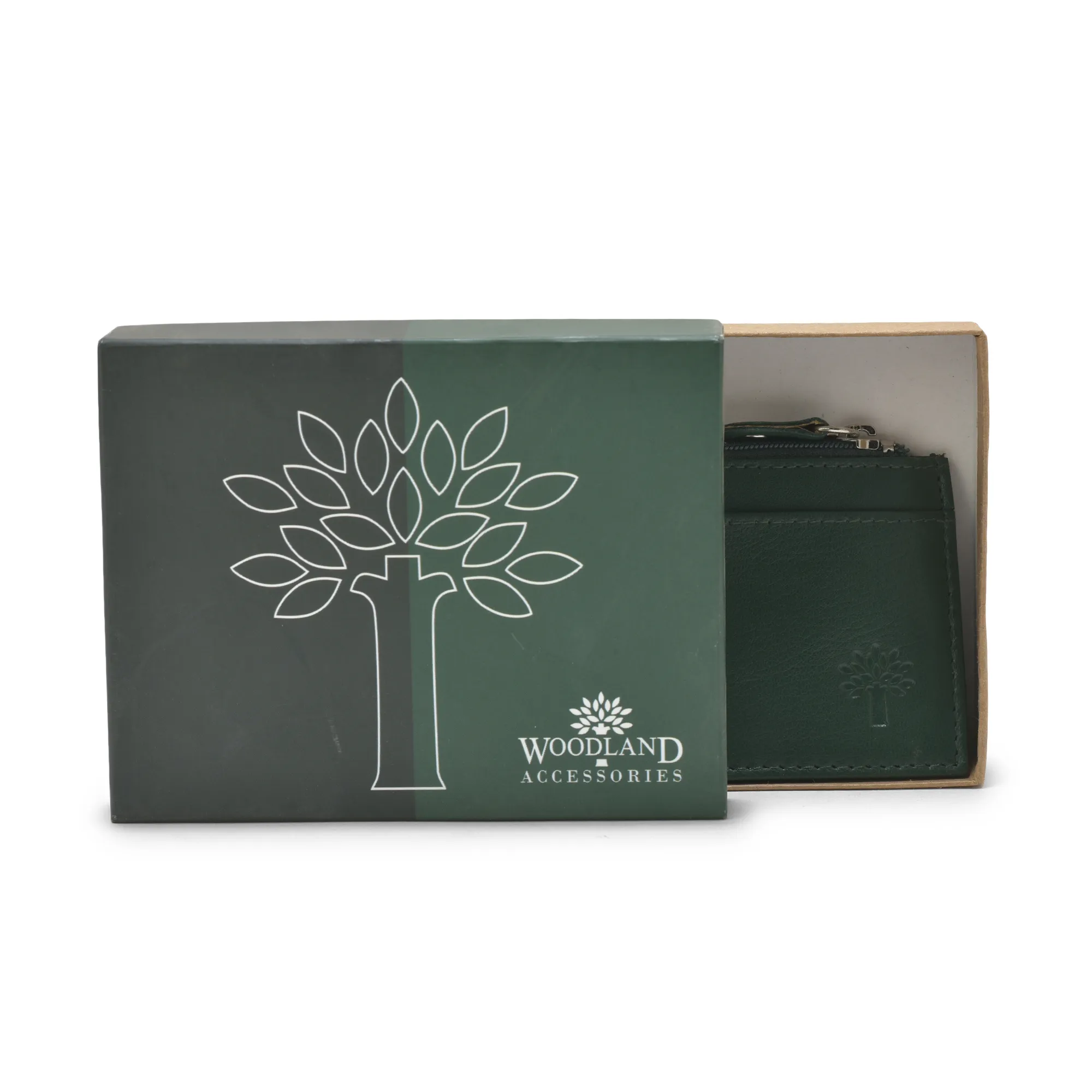 Classic Green Embossed Unisex Leather Wallet - Thumbnail 2