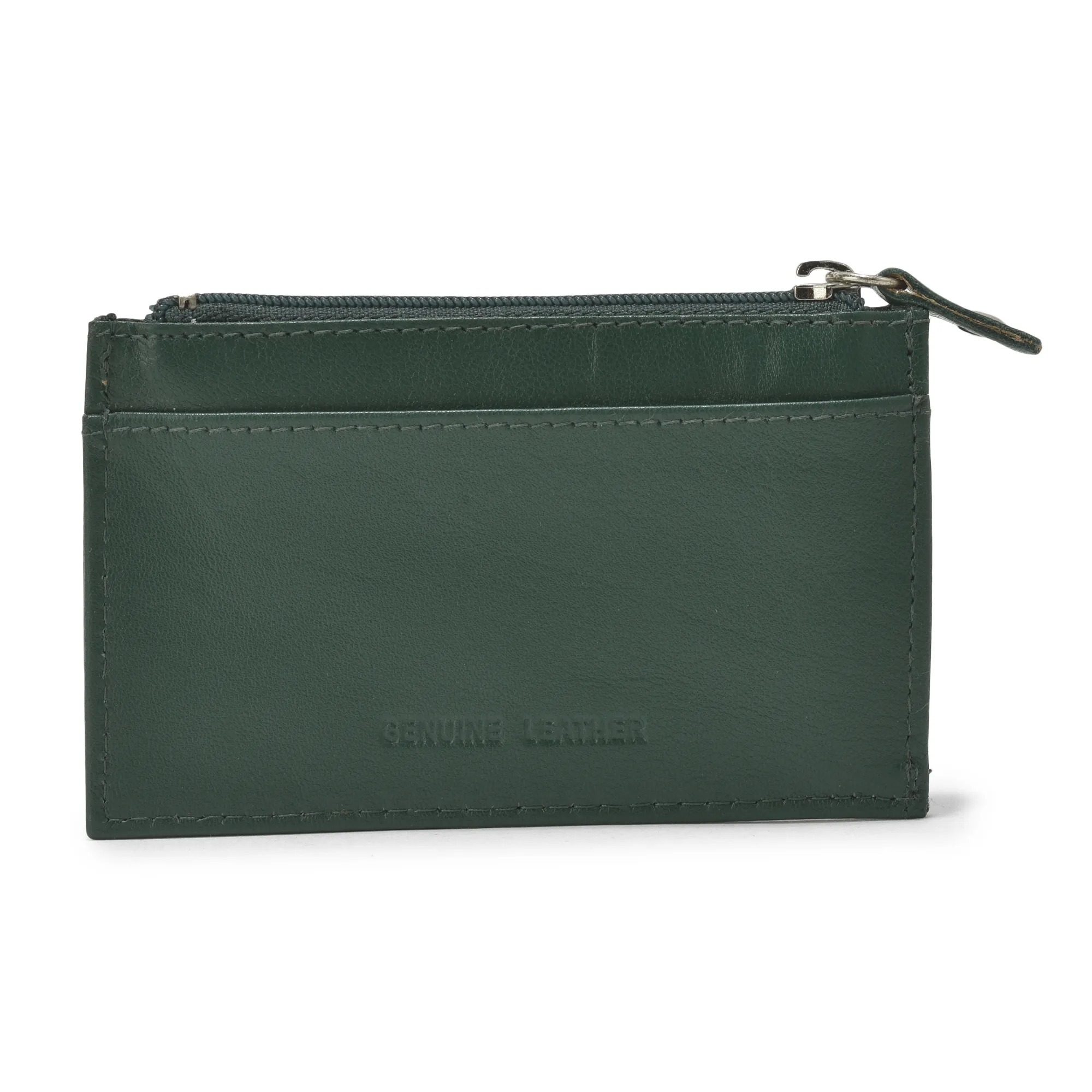 Classic Green Embossed Unisex Leather Wallet - Thumbnail 4