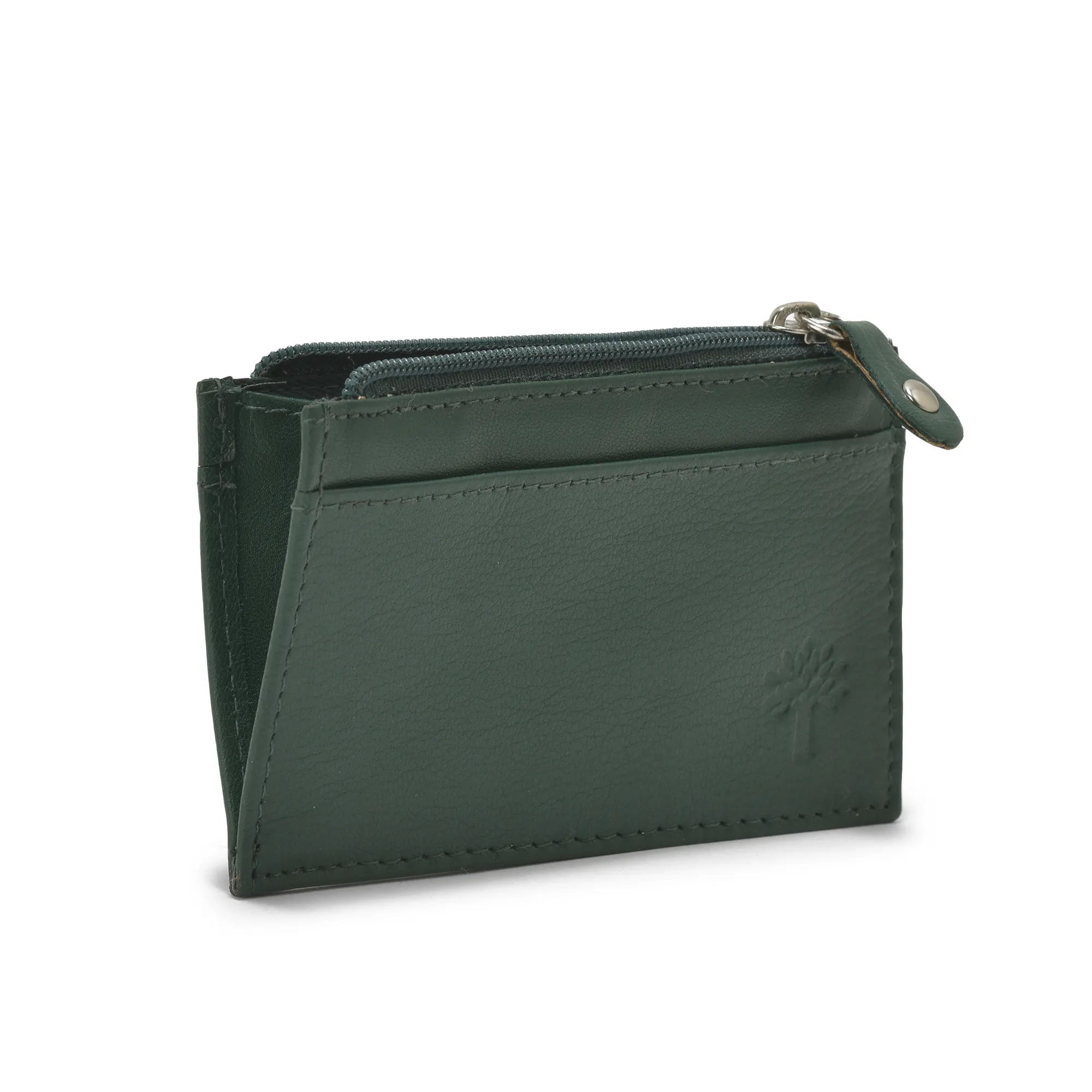 Classic Green Embossed Unisex Leather Wallet - Thumbnail 5