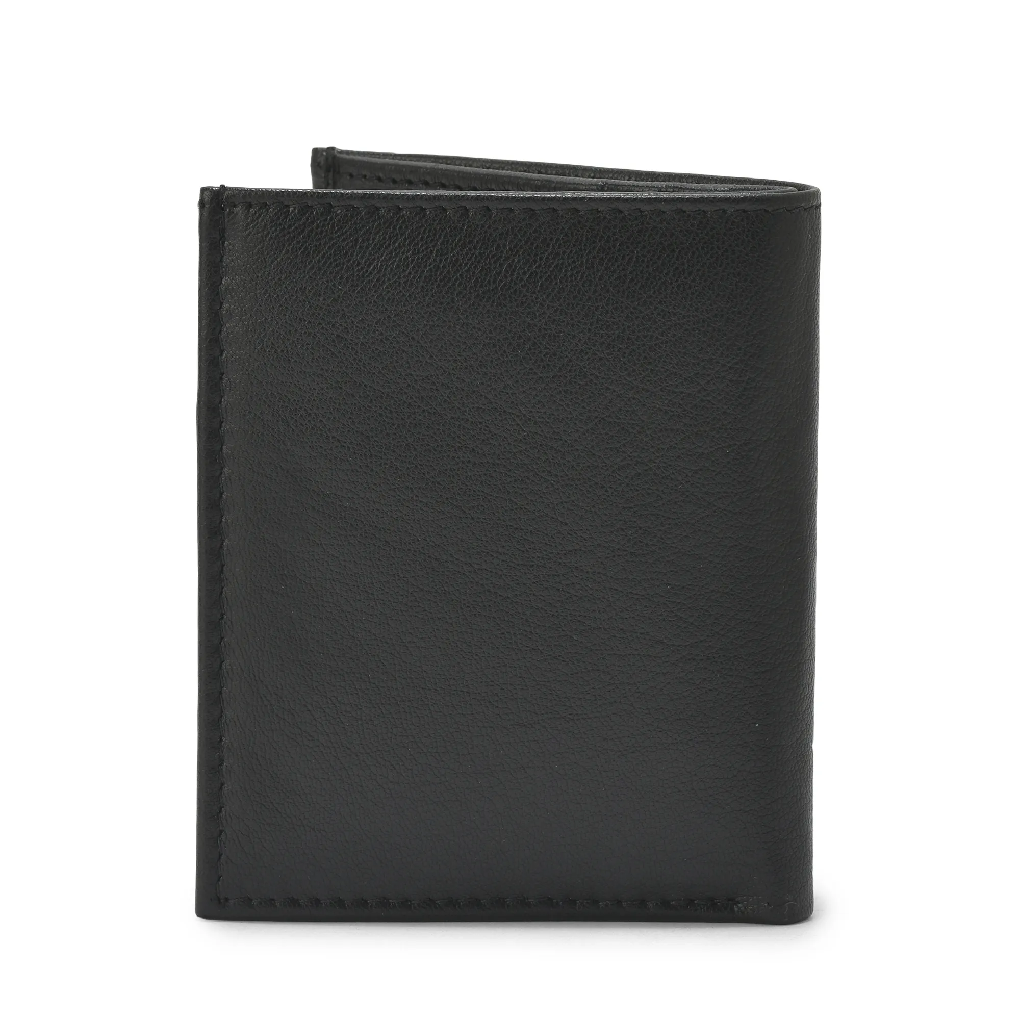 Woodland Black Embossed Unisex Leather Wallet - Thumbnail 2