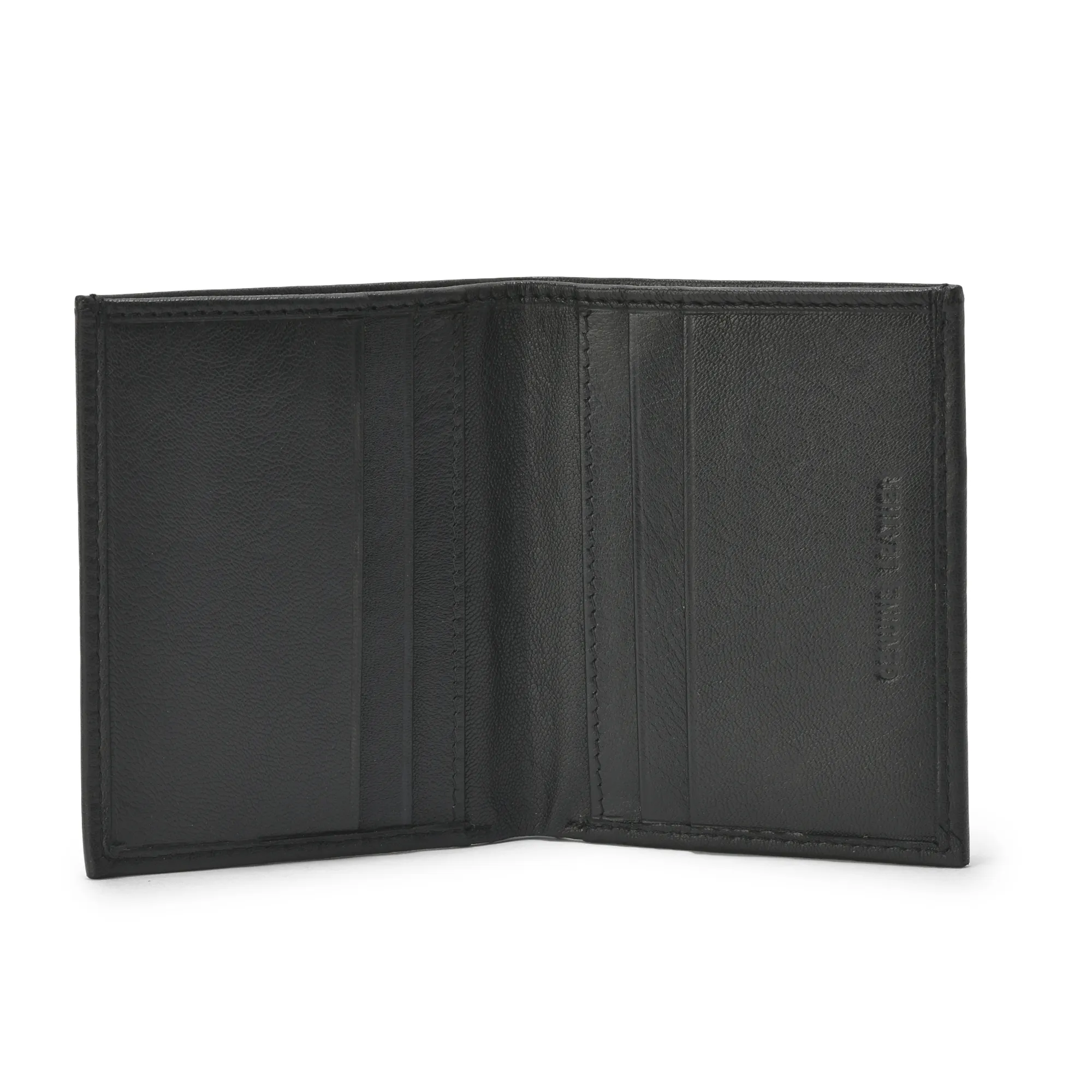 Woodland Black Embossed Unisex Leather Wallet - Thumbnail 3