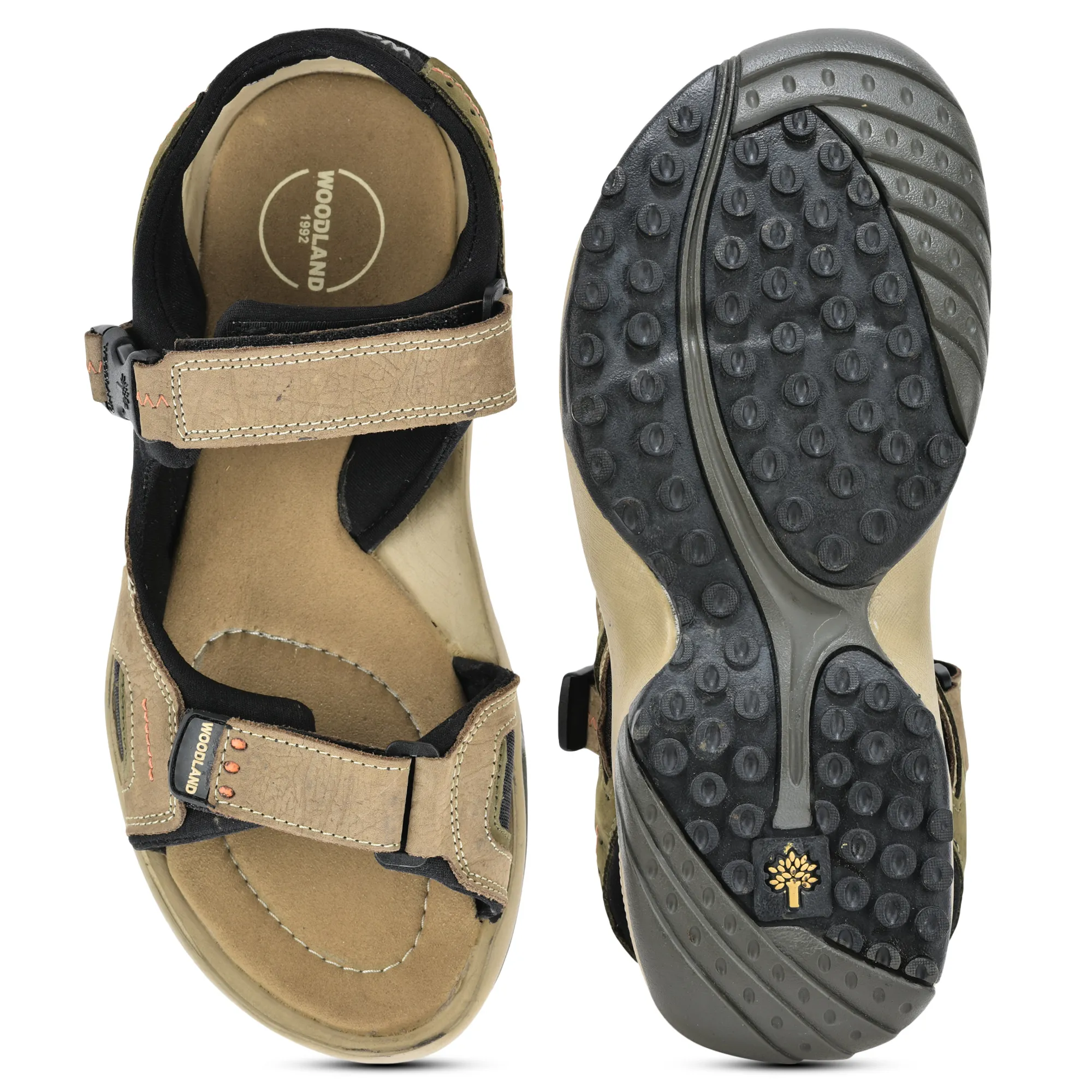 Woodland Elite Dubai Khaki Men’s Nubuk Casual Sandals - Thumbnail 8