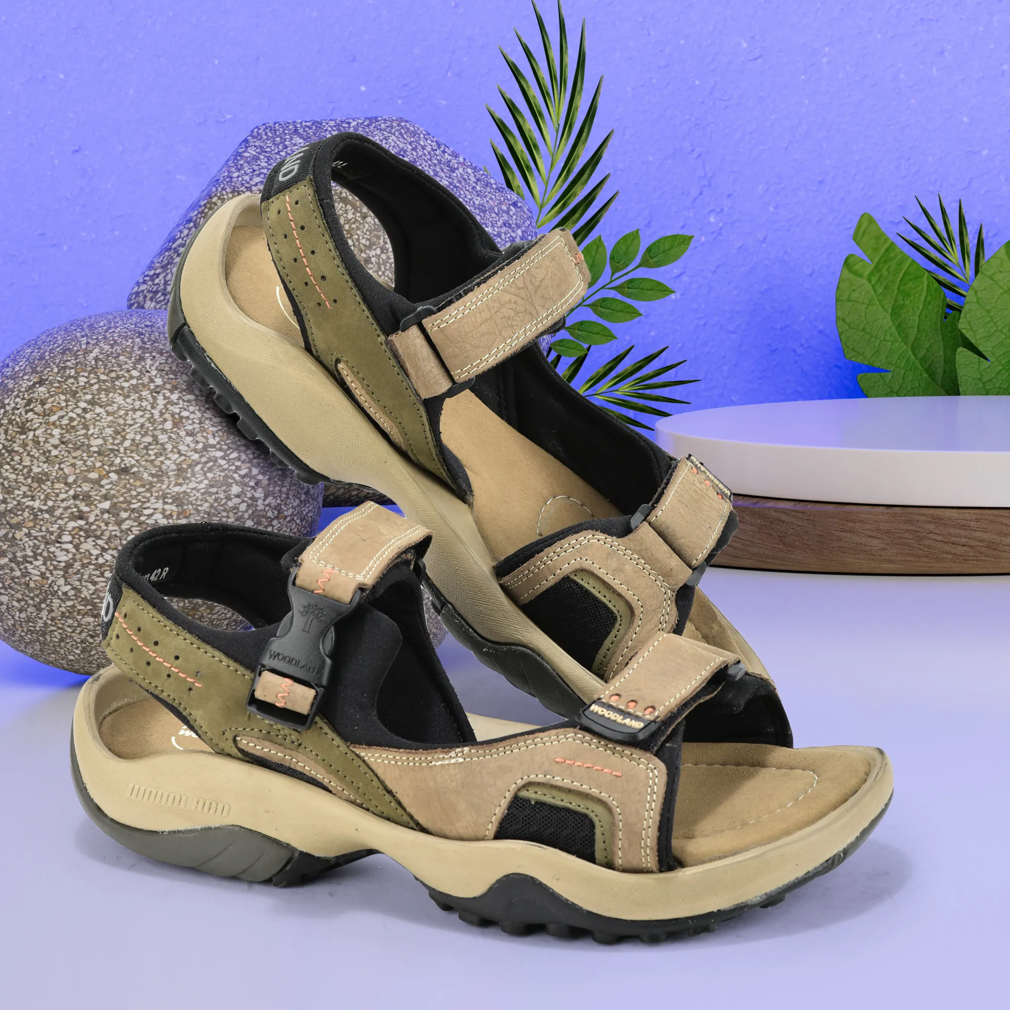 Woodland Elite Dubai Khaki Men’s Nubuk Casual Sandals - Thumbnail 9