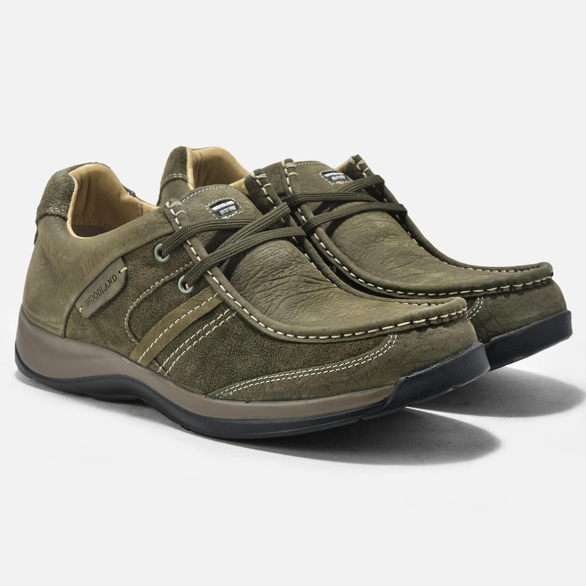 Elephant Print Nubuk Men Olive Shoes - Thumbnail 6