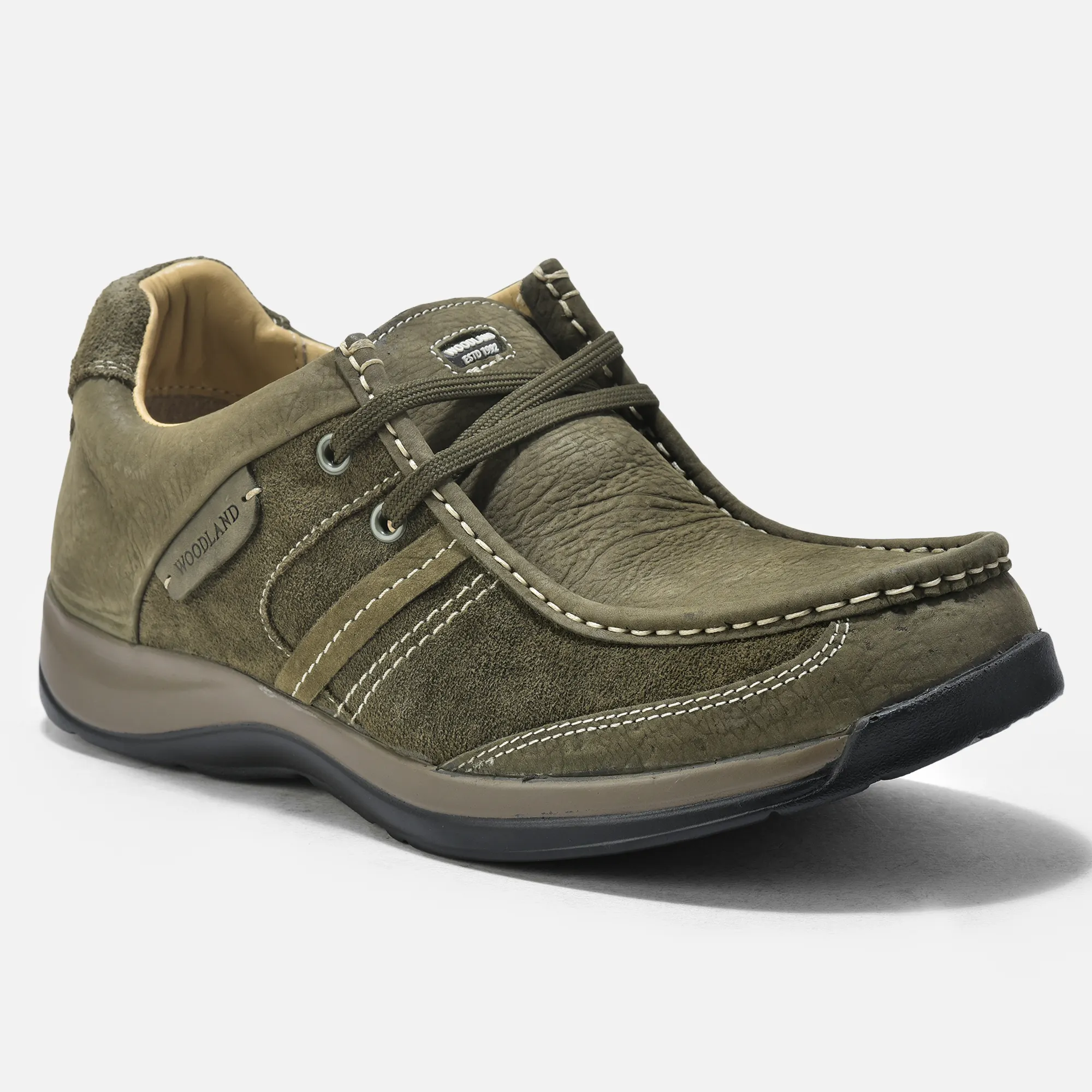 Elephant Print Nubuk Men Olive Shoes - Thumbnail 7