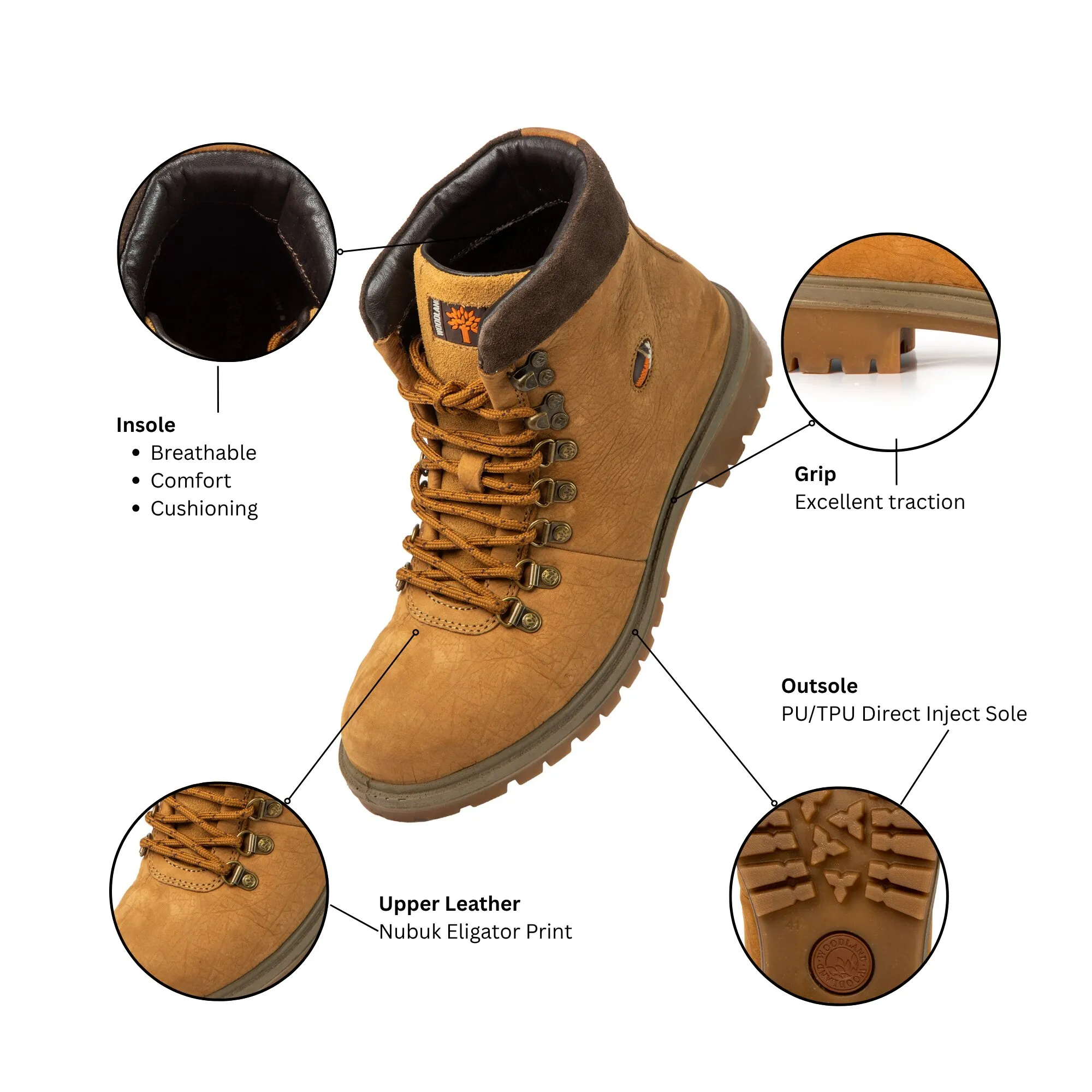 Woodland Camel Nubuck Mid-Ankle Boots - Thumbnail 5
