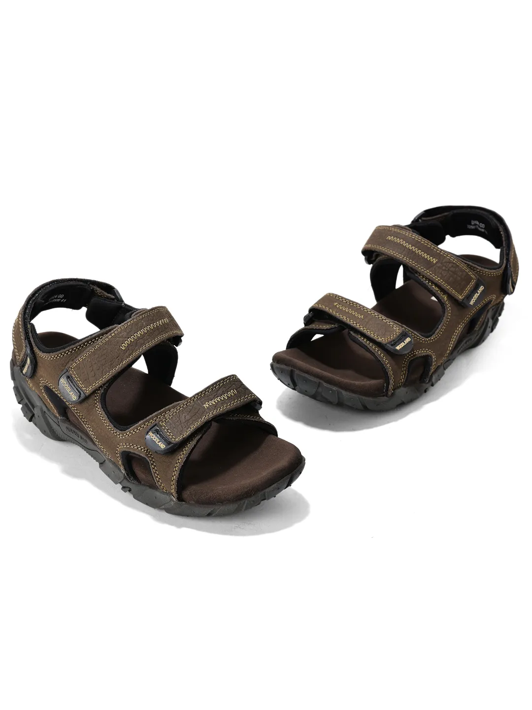 Brown sandals for men with velcro fastening - Thumbnail 3