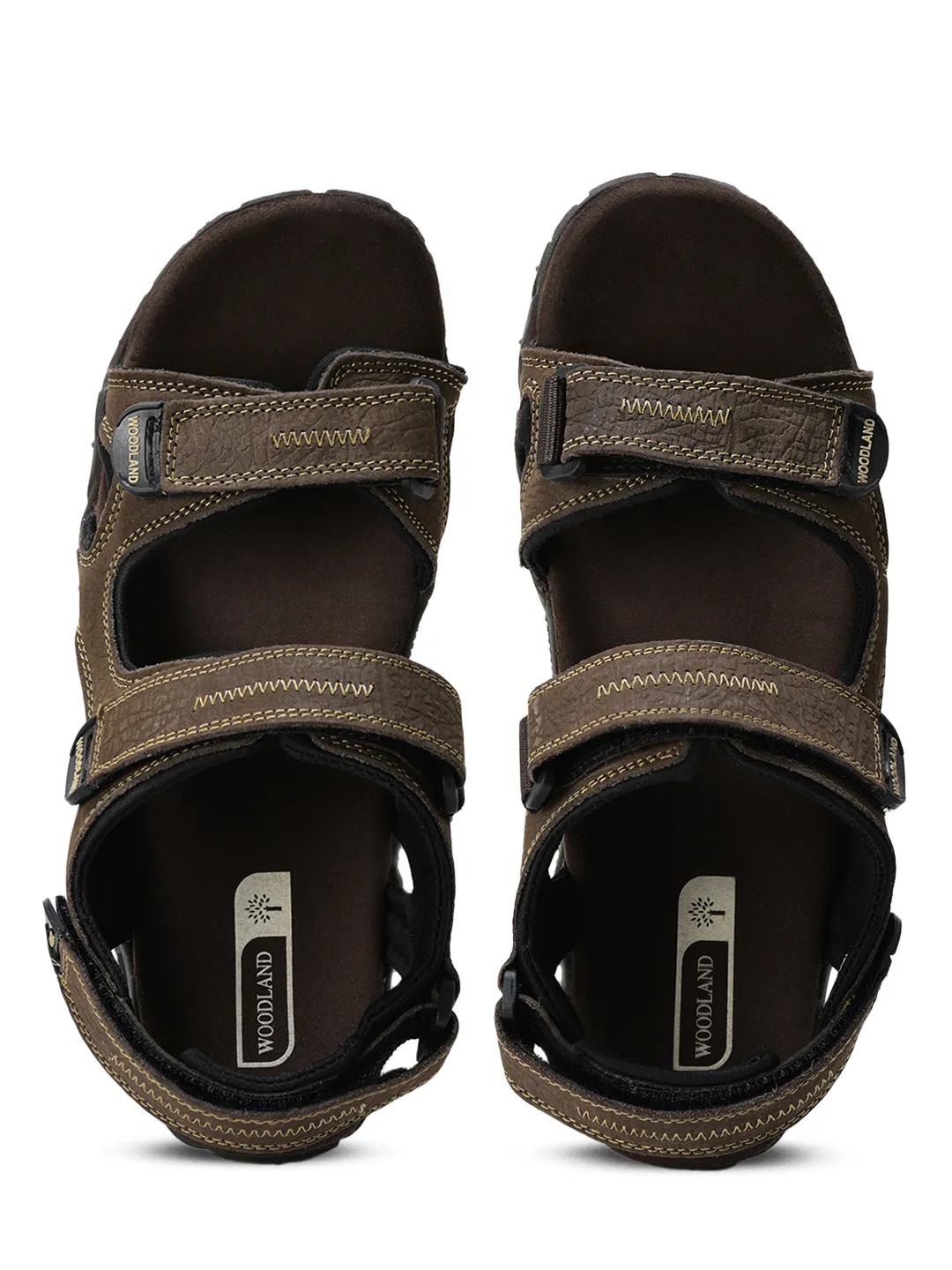 Brown sandals for men with velcro fastening - Thumbnail 5