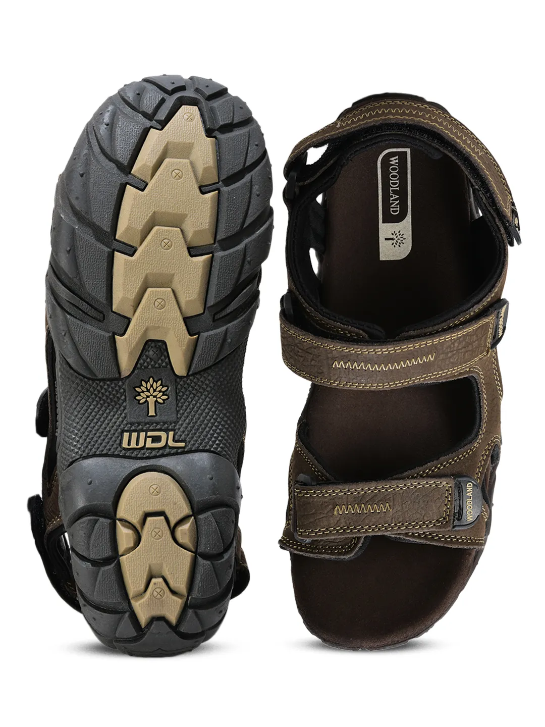 Brown sandals for men with velcro fastening - Thumbnail 9