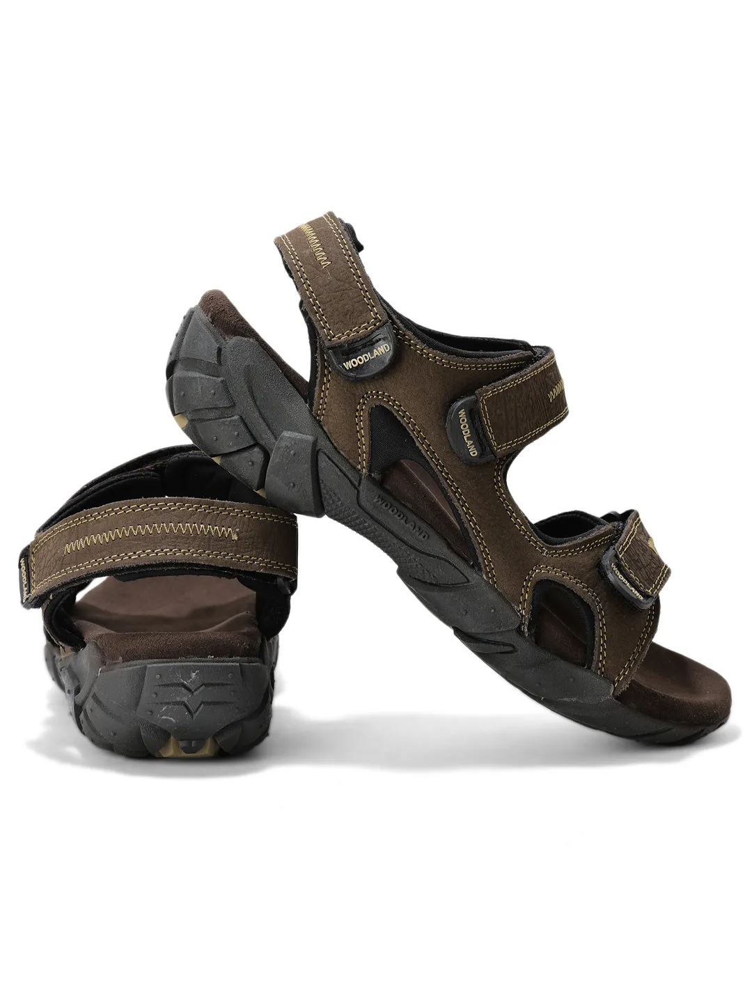 Brown sandals for men with velcro fastening - Thumbnail 10