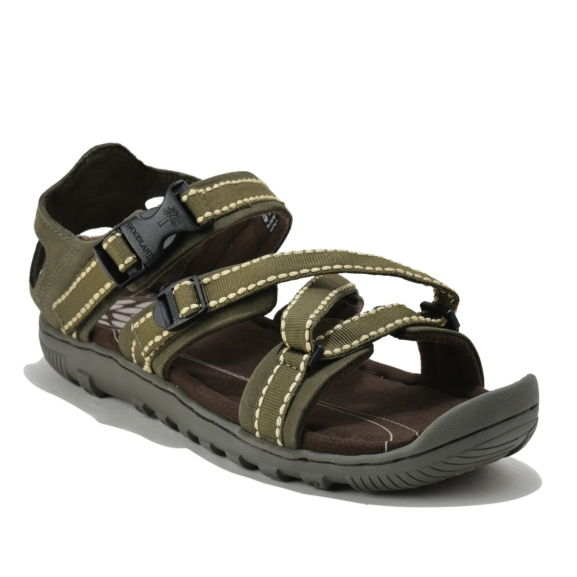Woodland OLIVE GREEN cross-strap Sandal - Thumbnail 3