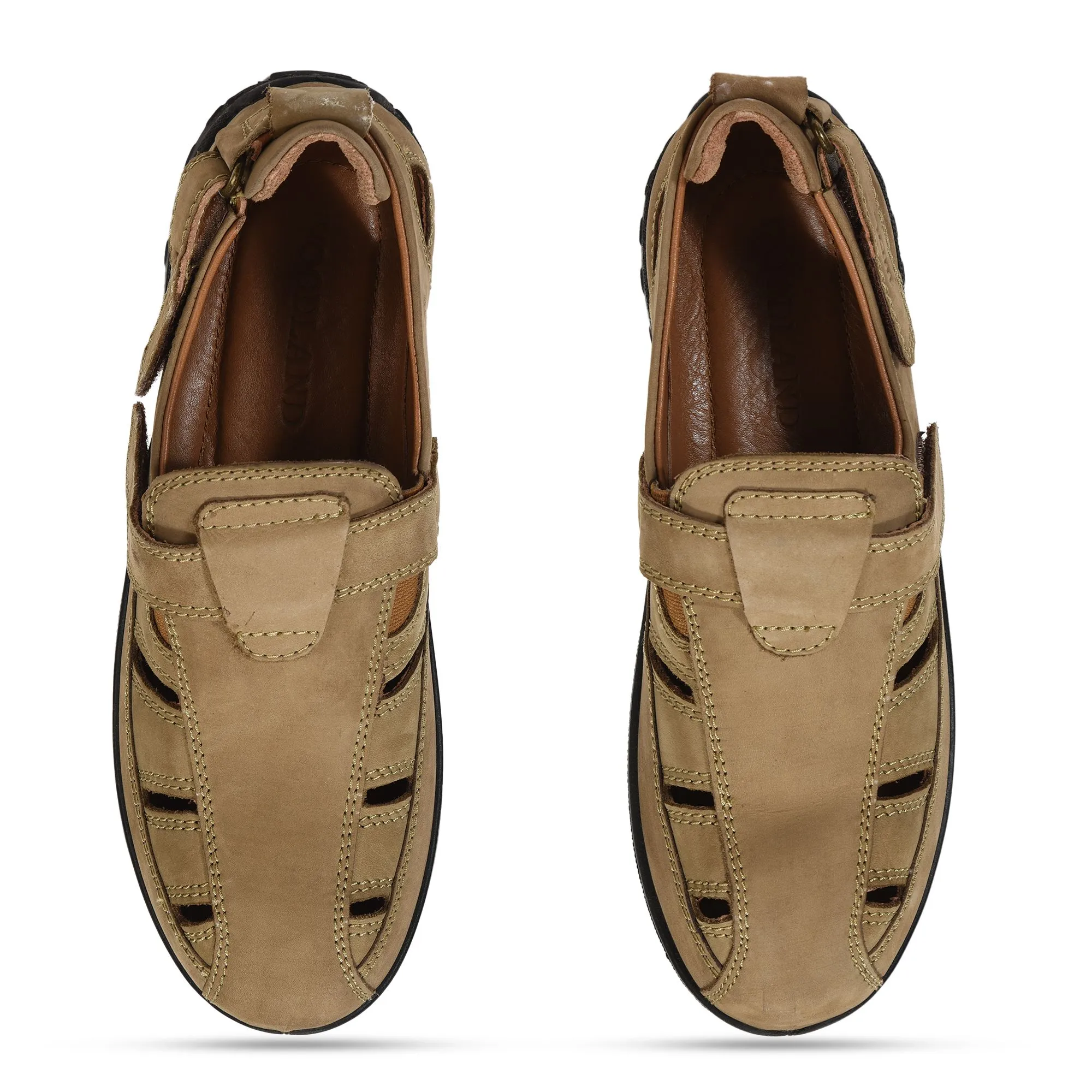 Khaki closed toe sandal - Thumbnail 3