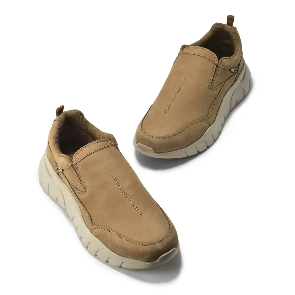 Nubuck Camel Slip-On Shoes For Men - Thumbnail 2