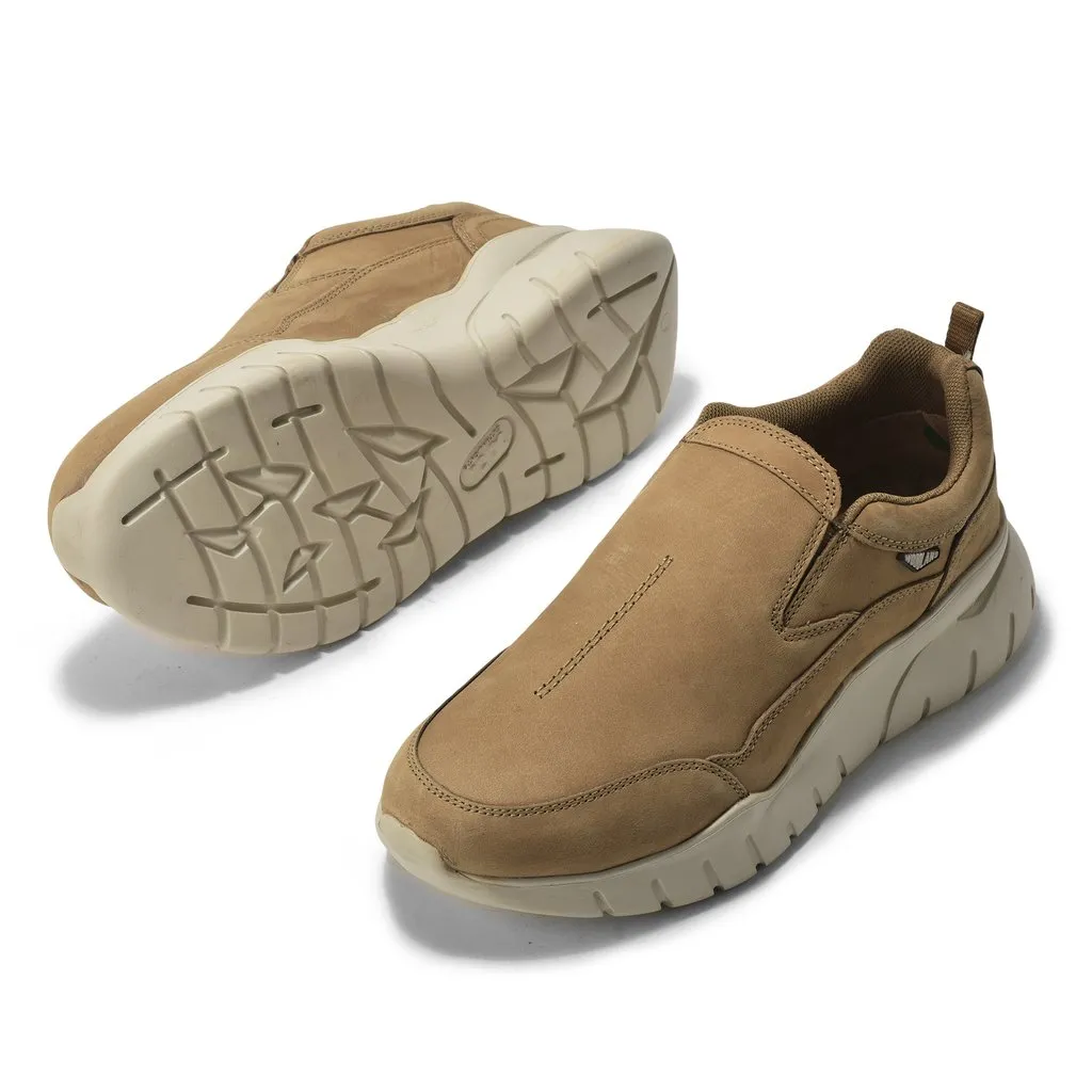 Nubuck Camel Slip-On Shoes For Men - Thumbnail 4