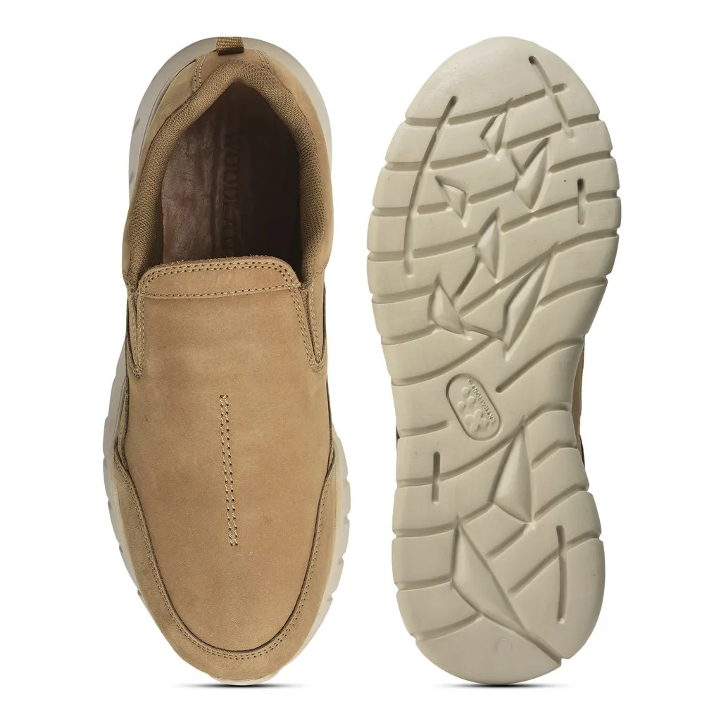 Nubuck Camel Slip-On Shoes For Men - Thumbnail 7